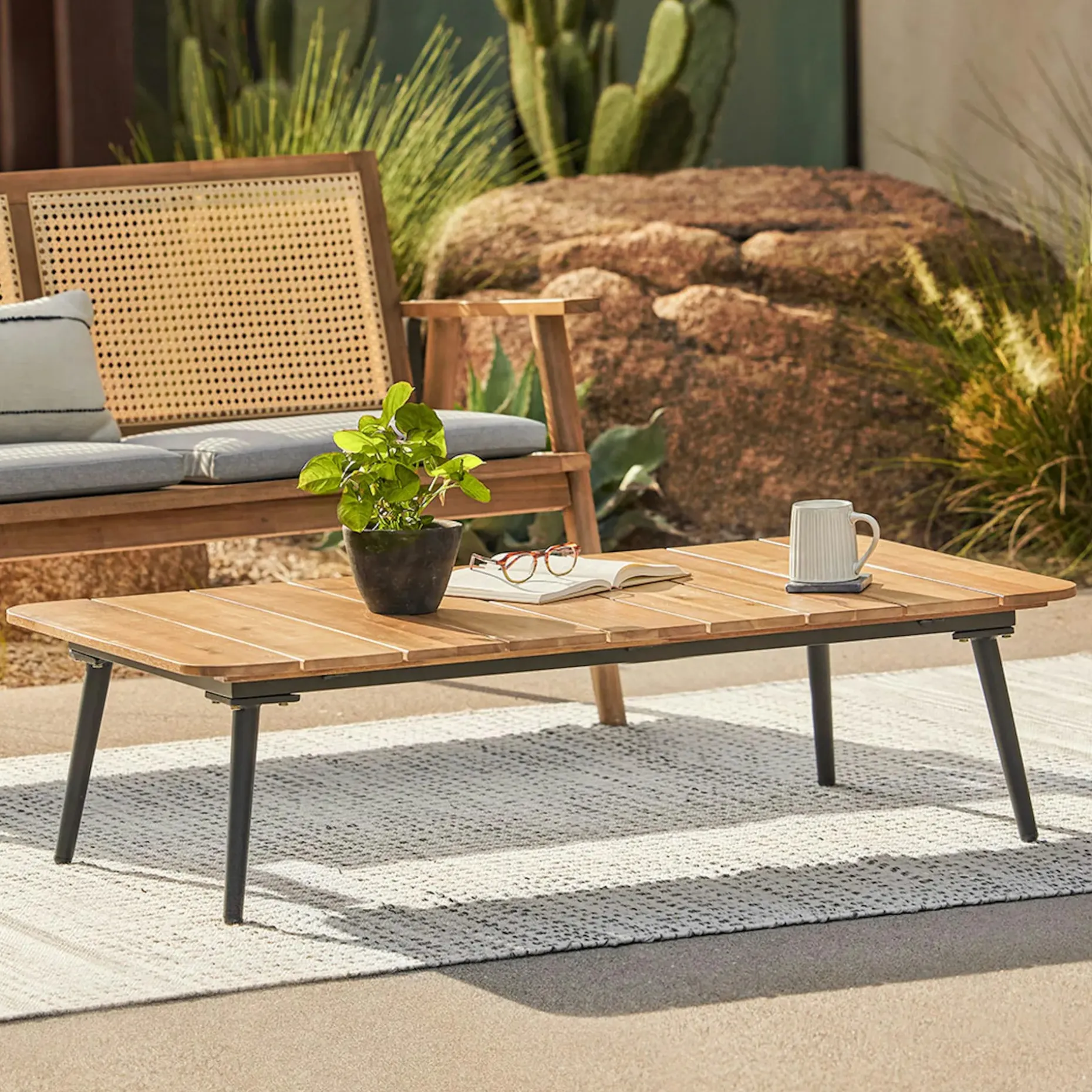 Latta 51" Outdoor Coffee Table - Slate Gray
