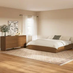 Leif King Platform Storage Bed - Smoked Oak