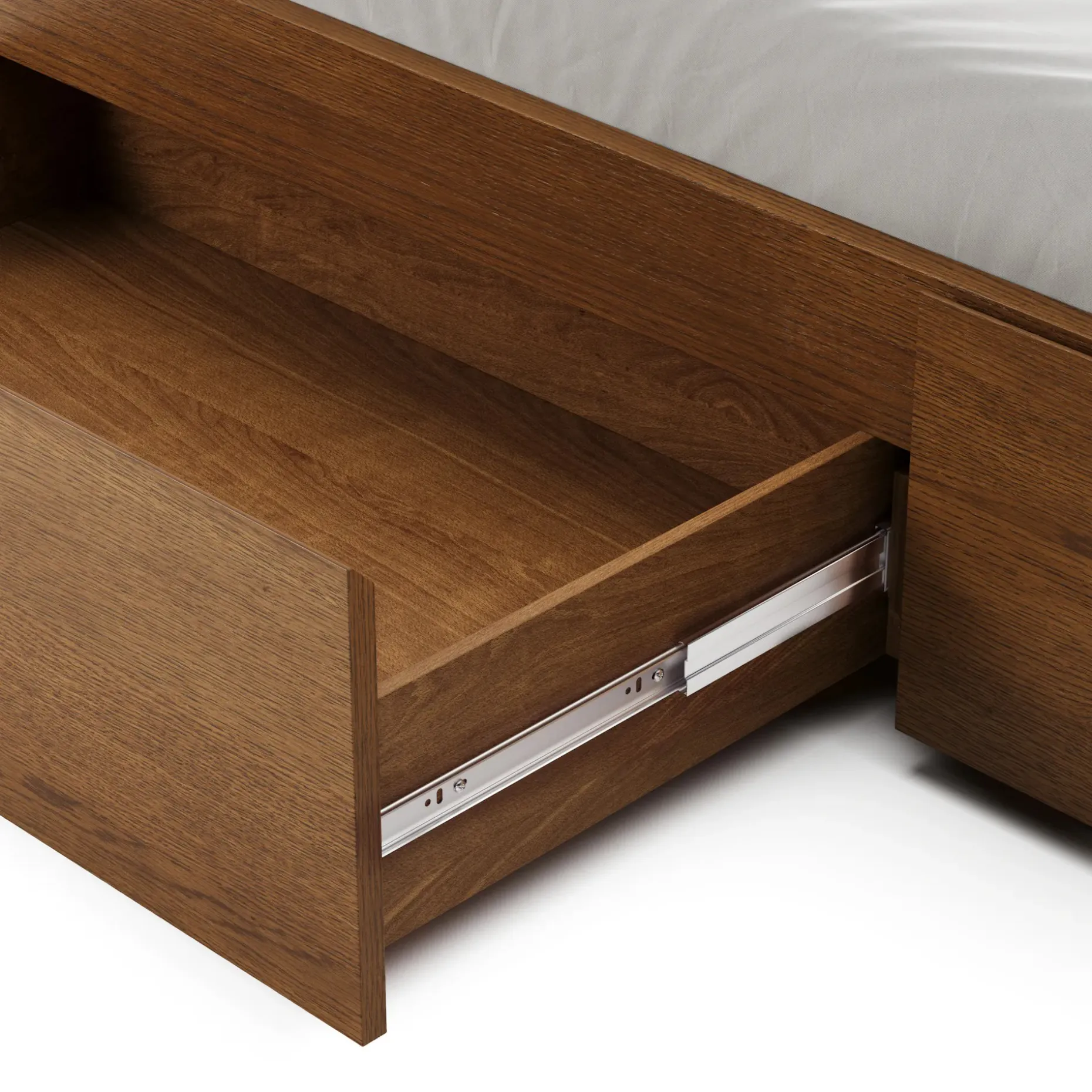 Leif King Platform Storage Bed - Smoked Oak