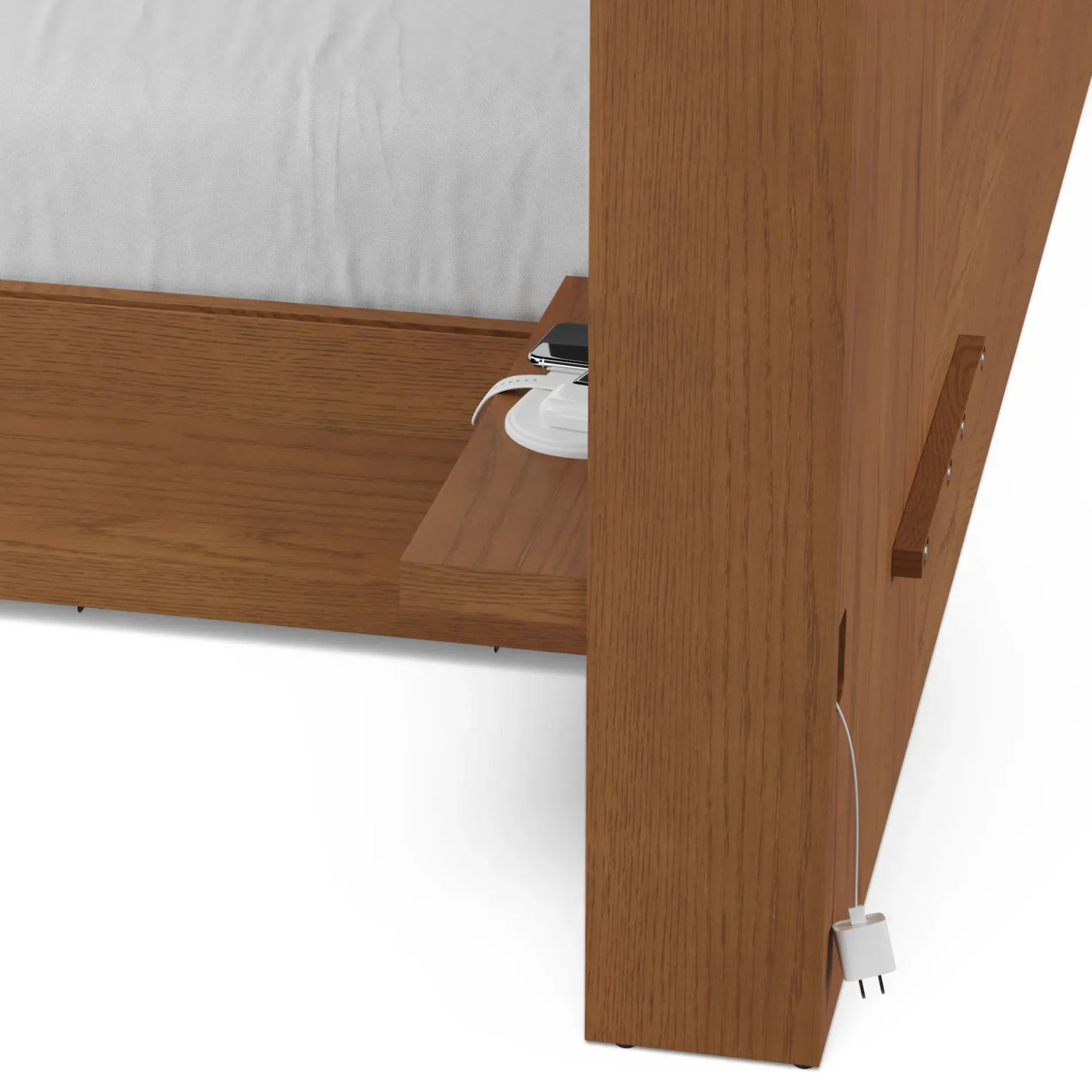 Leif King Storage Bed with Nightstands Set - Smoked Oak