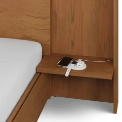 Leif King Storage Bed with Nightstands Set - Smoked Oak