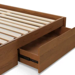 Leif King Storage Bed with Nightstands Set - Smoked Oak