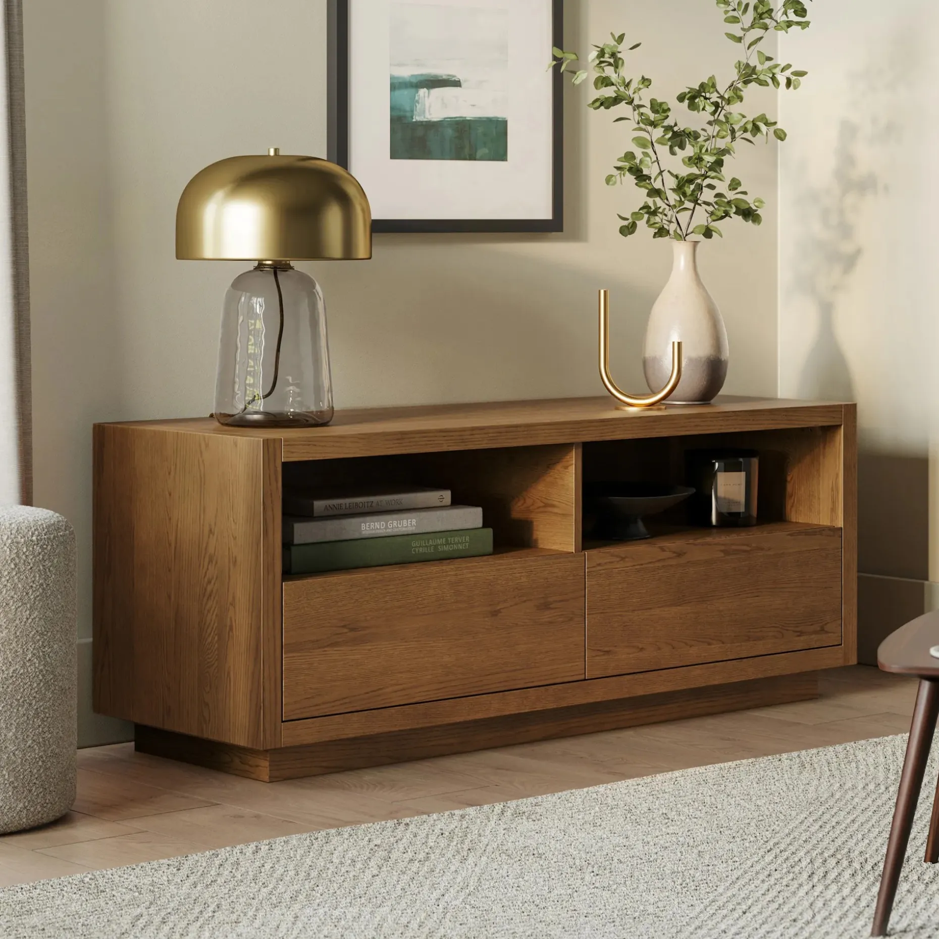 Leif 54" Media Unit - Smoked Oak