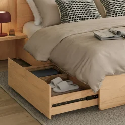 Leif Queen Storage Bed with Nightstands Set - White Oak
