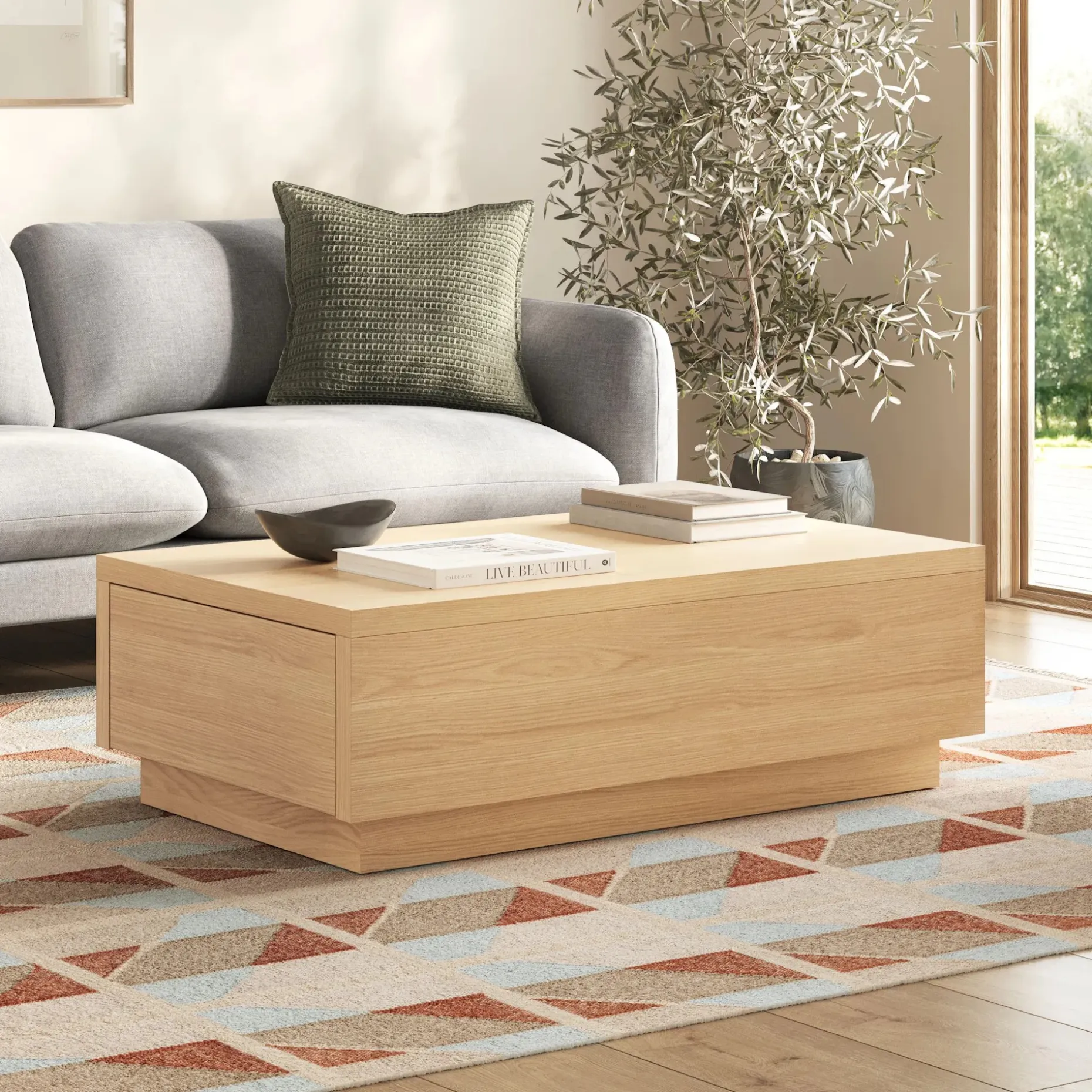 Leif 47" Storage Coffee Table - White Oak
