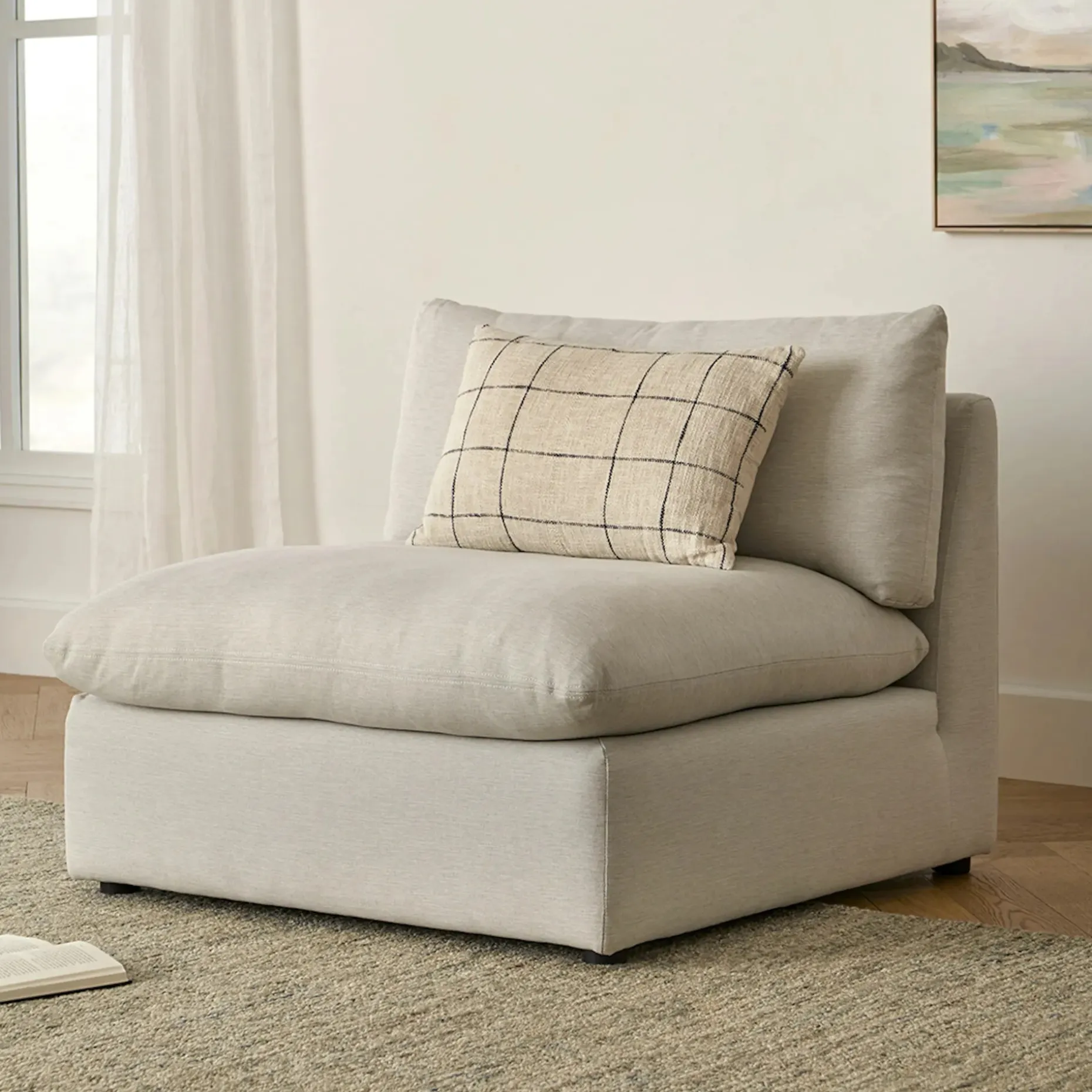 Leigh 39.5" Armless Chair Module - Silver Ivory