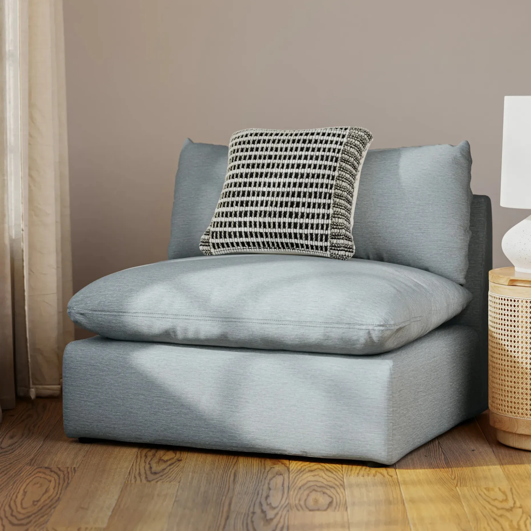 Leigh 39.5" Armless Chair Module - Silver Light Blue