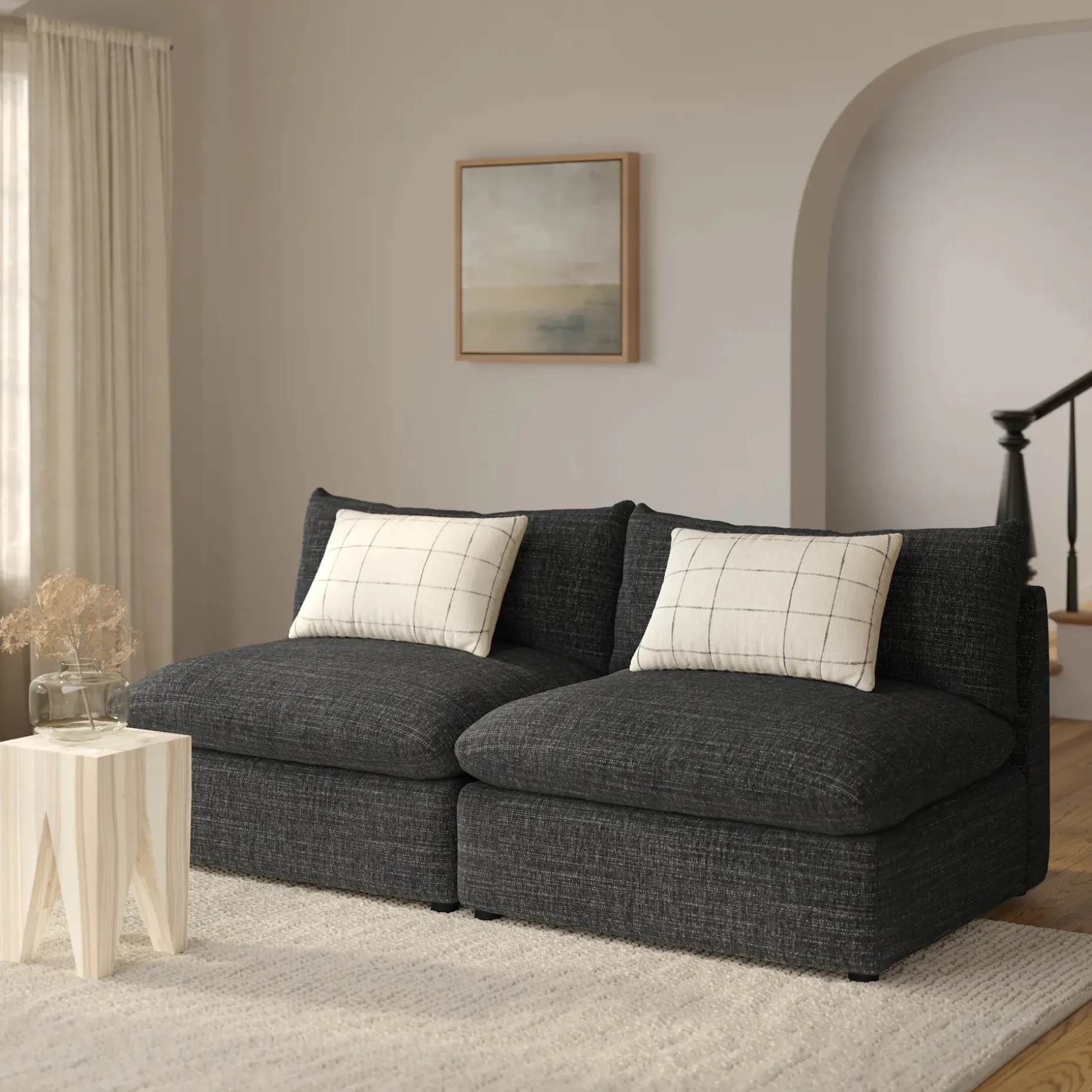 Leigh 79" Armless Modular Sofa - Napa Charcoal