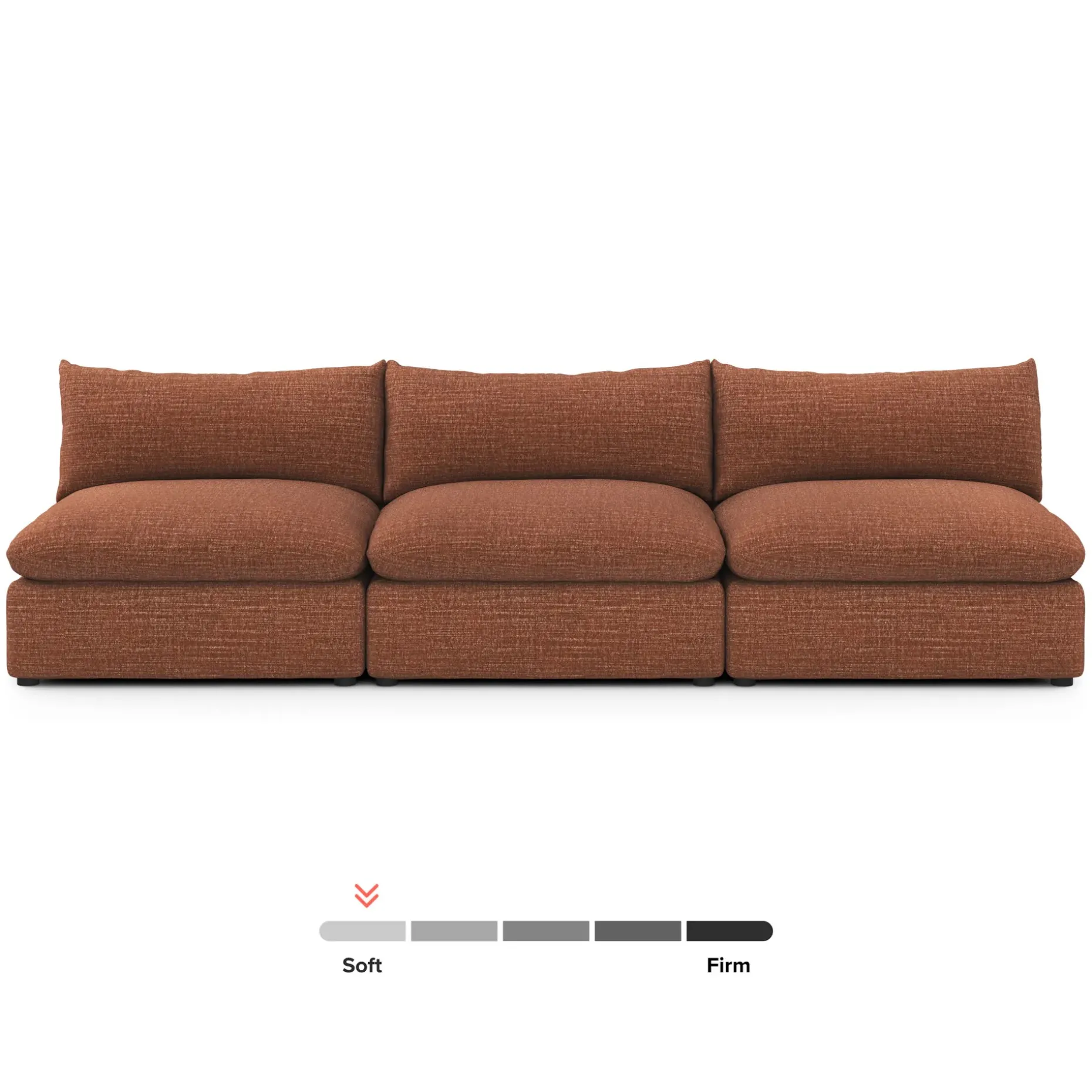 Leigh 118" Armless Modular Sofa - Napa Rust