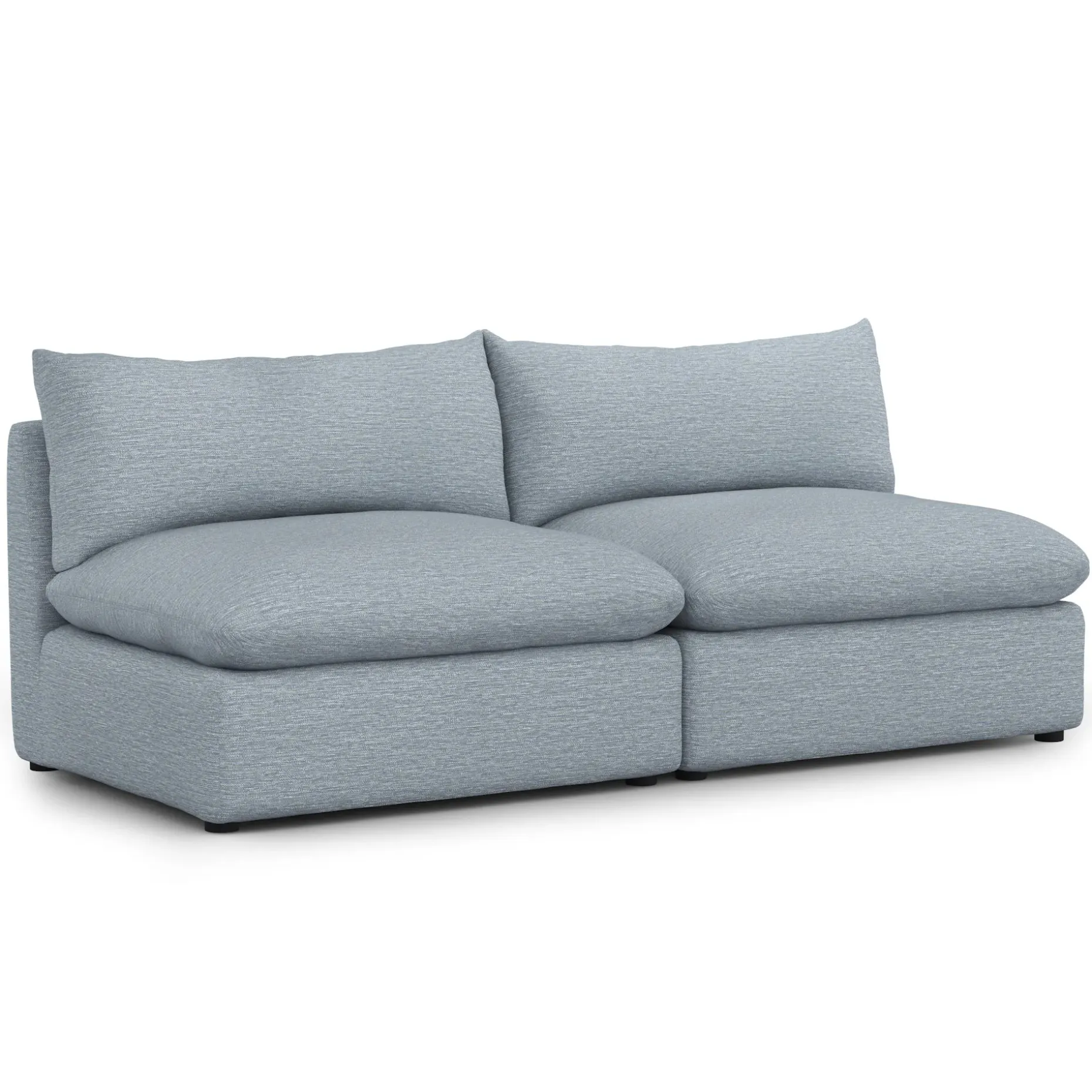 Leigh 79" Armless Modular Sofa - Silver Light Blue