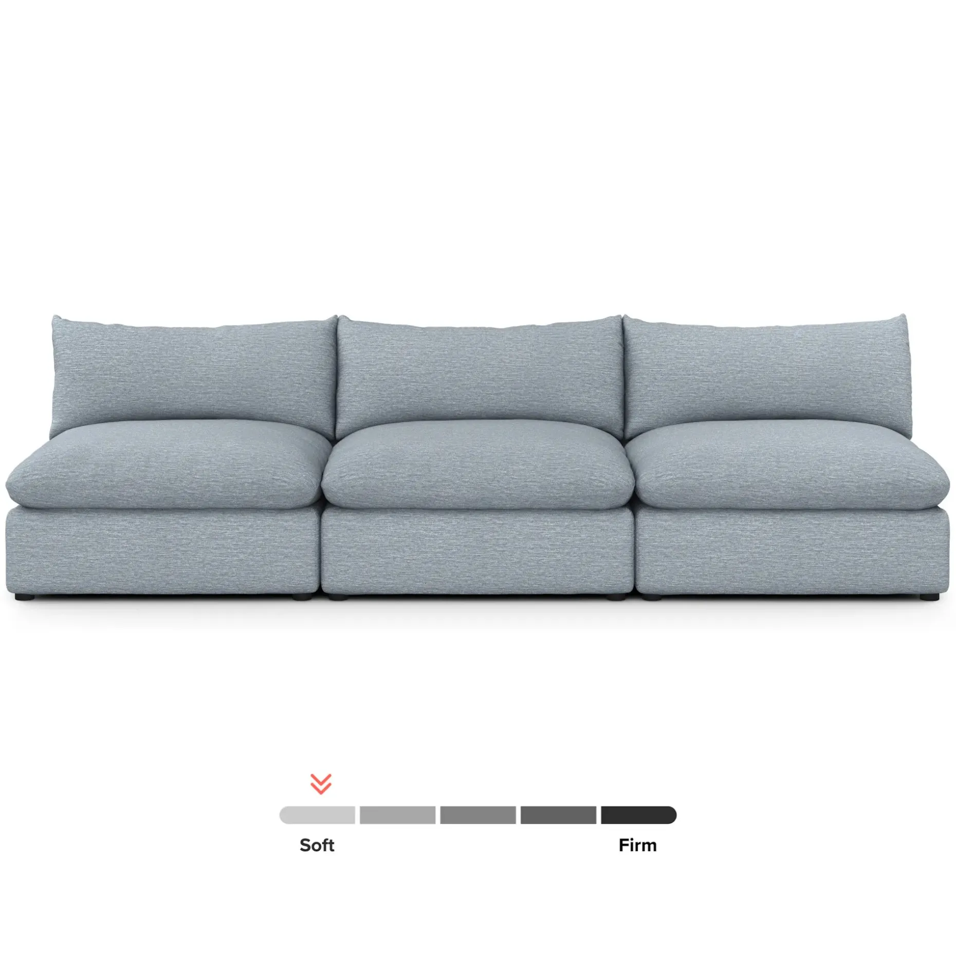 Leigh 118" Armless Modular Sofa - Silver Light Blue