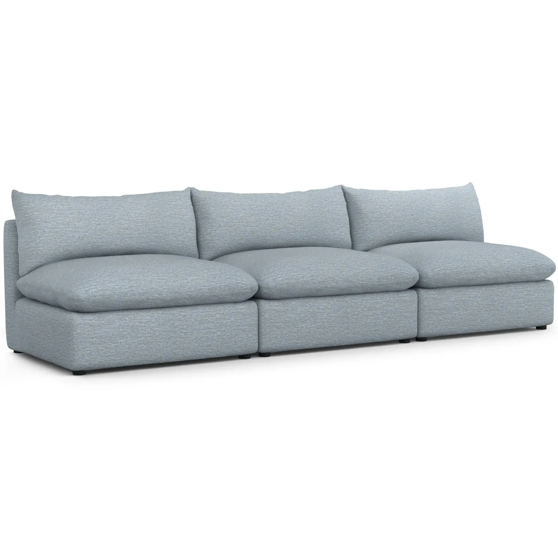 Leigh 118" Armless Modular Sofa - Silver Light Blue