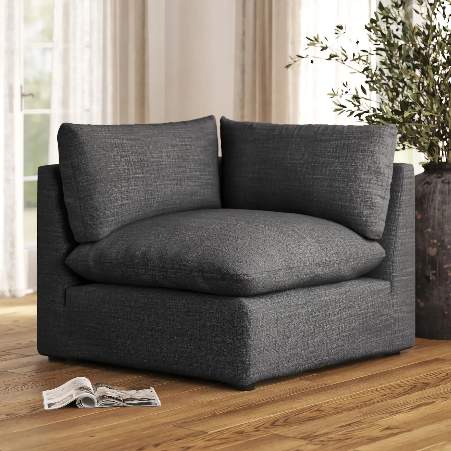 Leigh 41" Corner Chair Module - Napa Charcoal