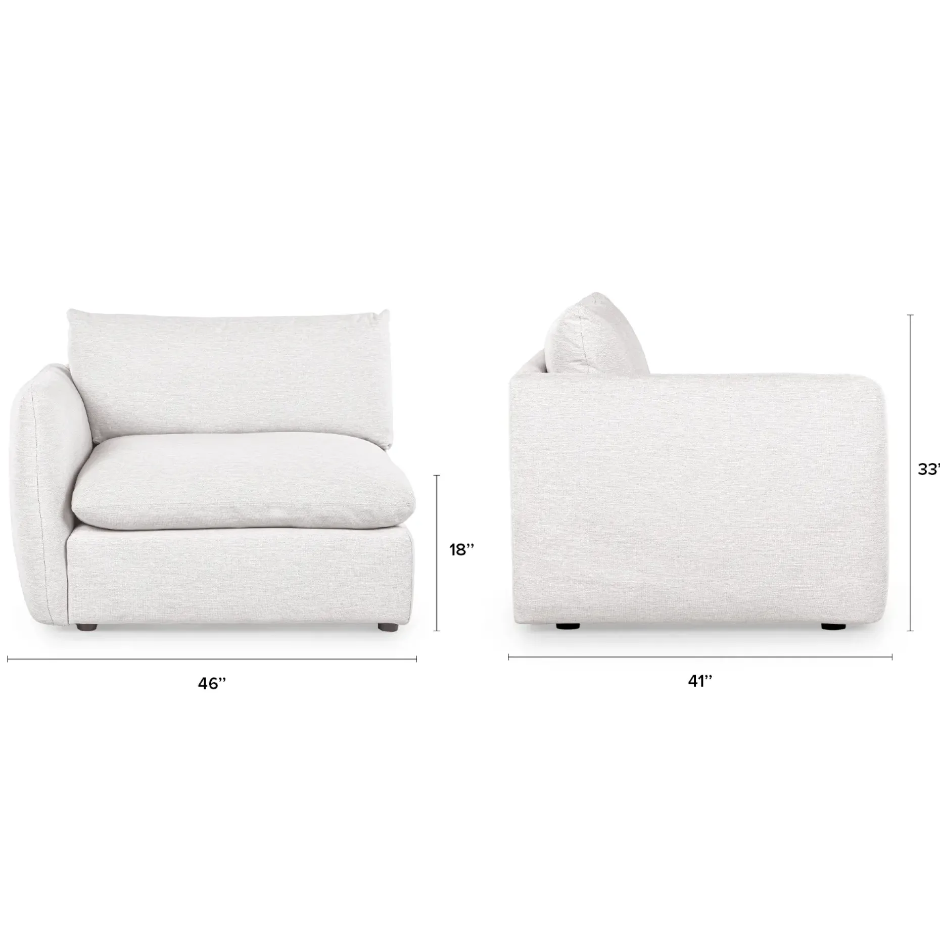 Leigh 46" Left Arm Module - Silver Ivory