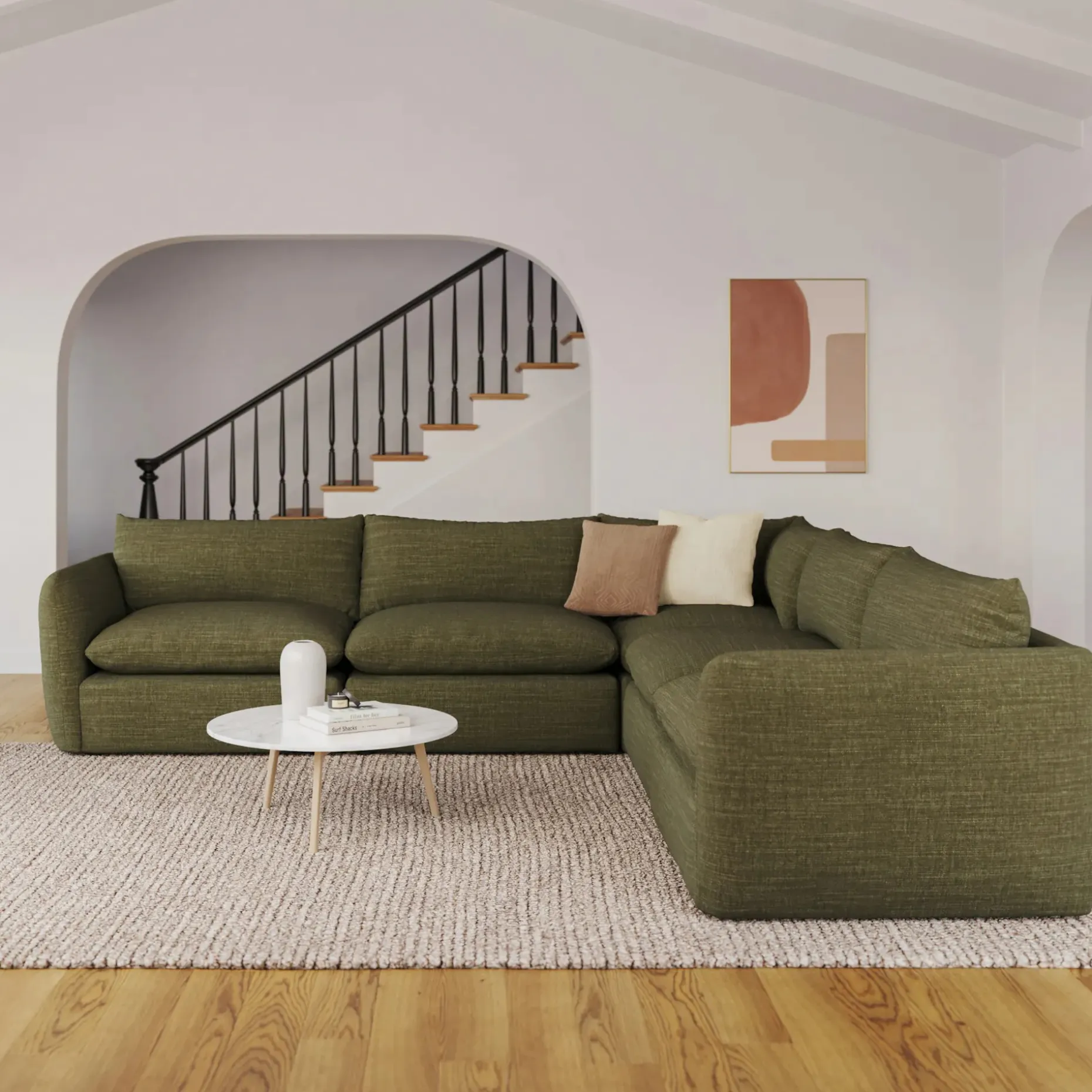 Leigh 126" Modular Corner Sectional - Napa Moss