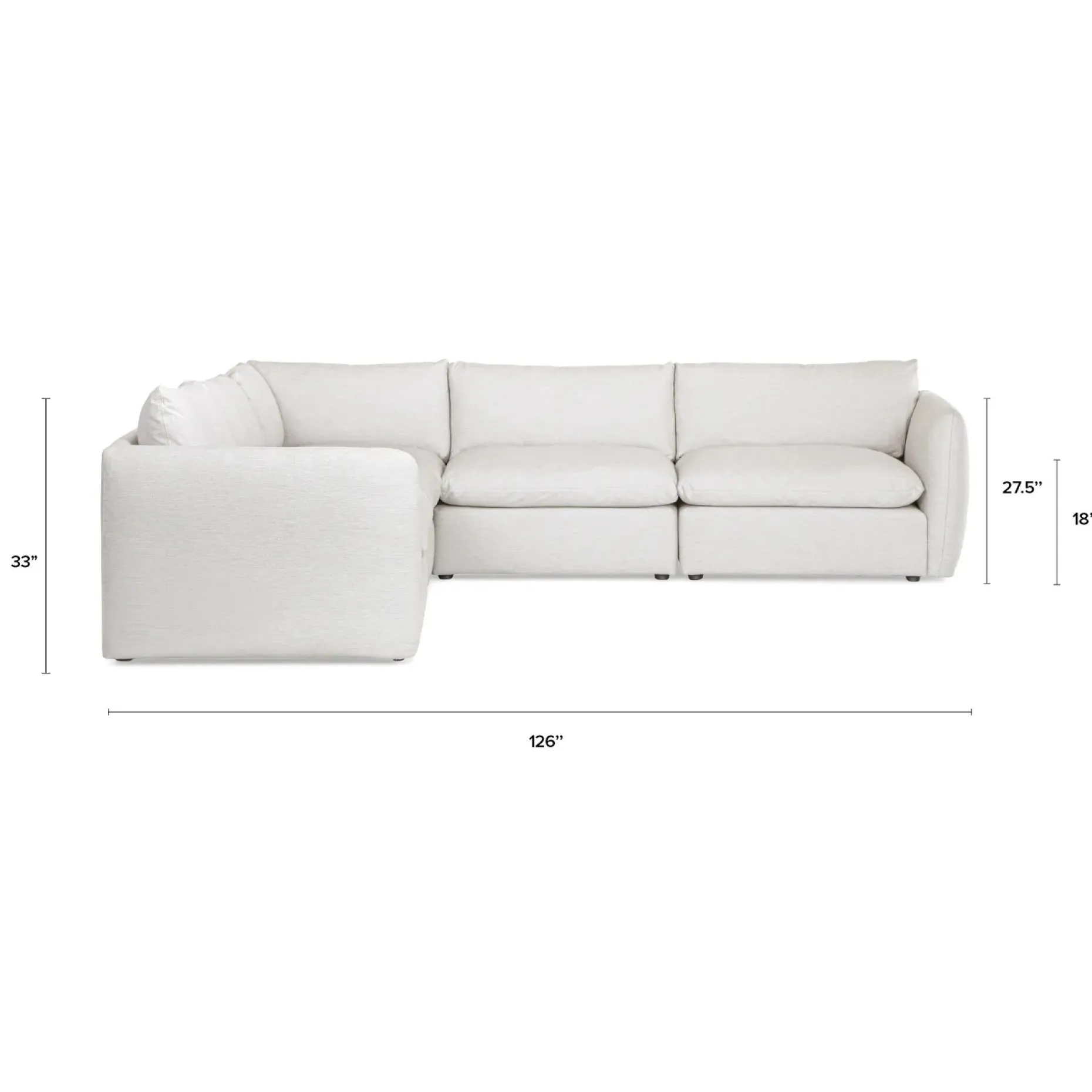 Leigh 126" Modular Corner Sectional - Silver Ivory