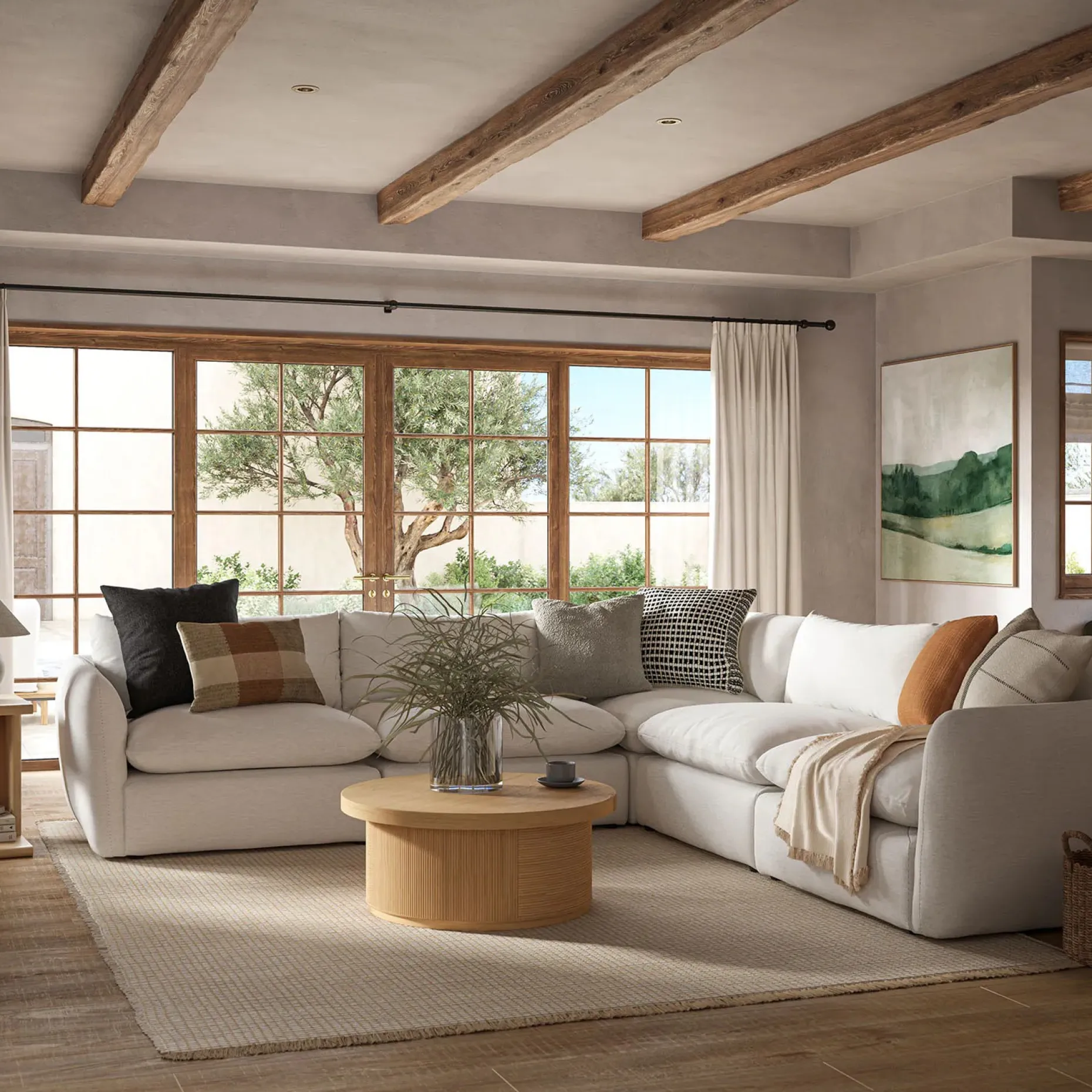 Leigh 126" Modular Corner Sectional - Silver Ivory