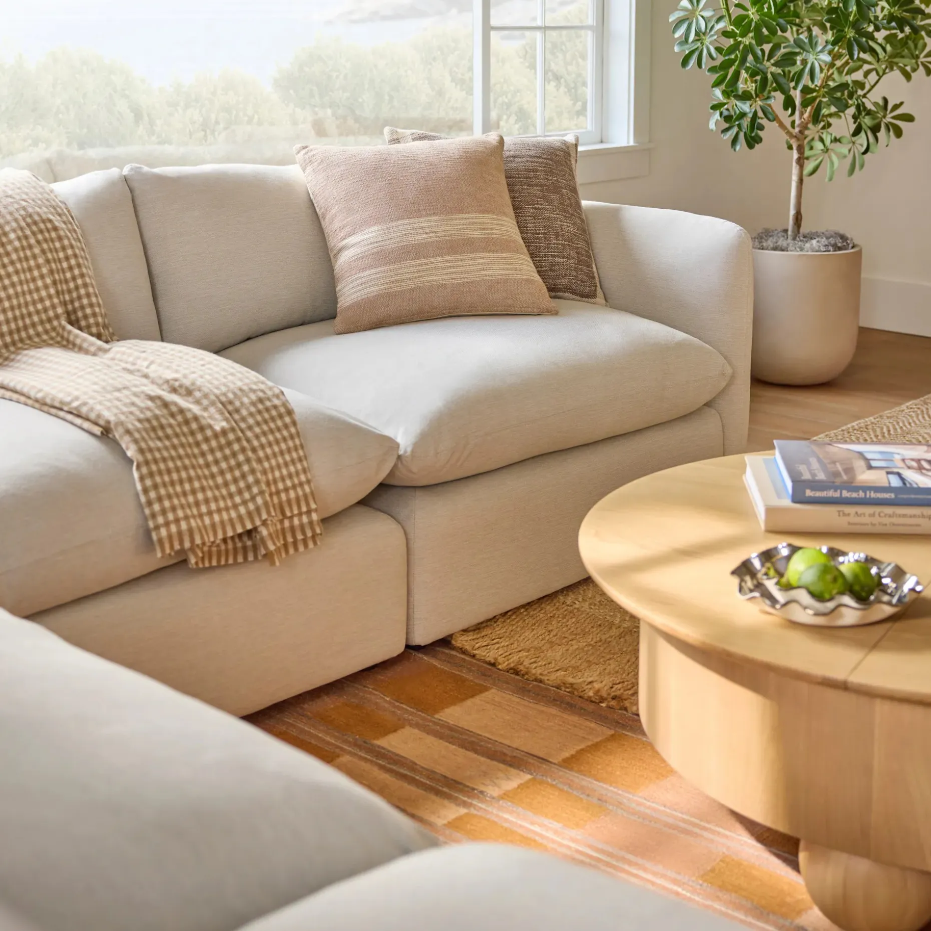 Leigh 126" Modular Corner Sectional - Silver Ivory