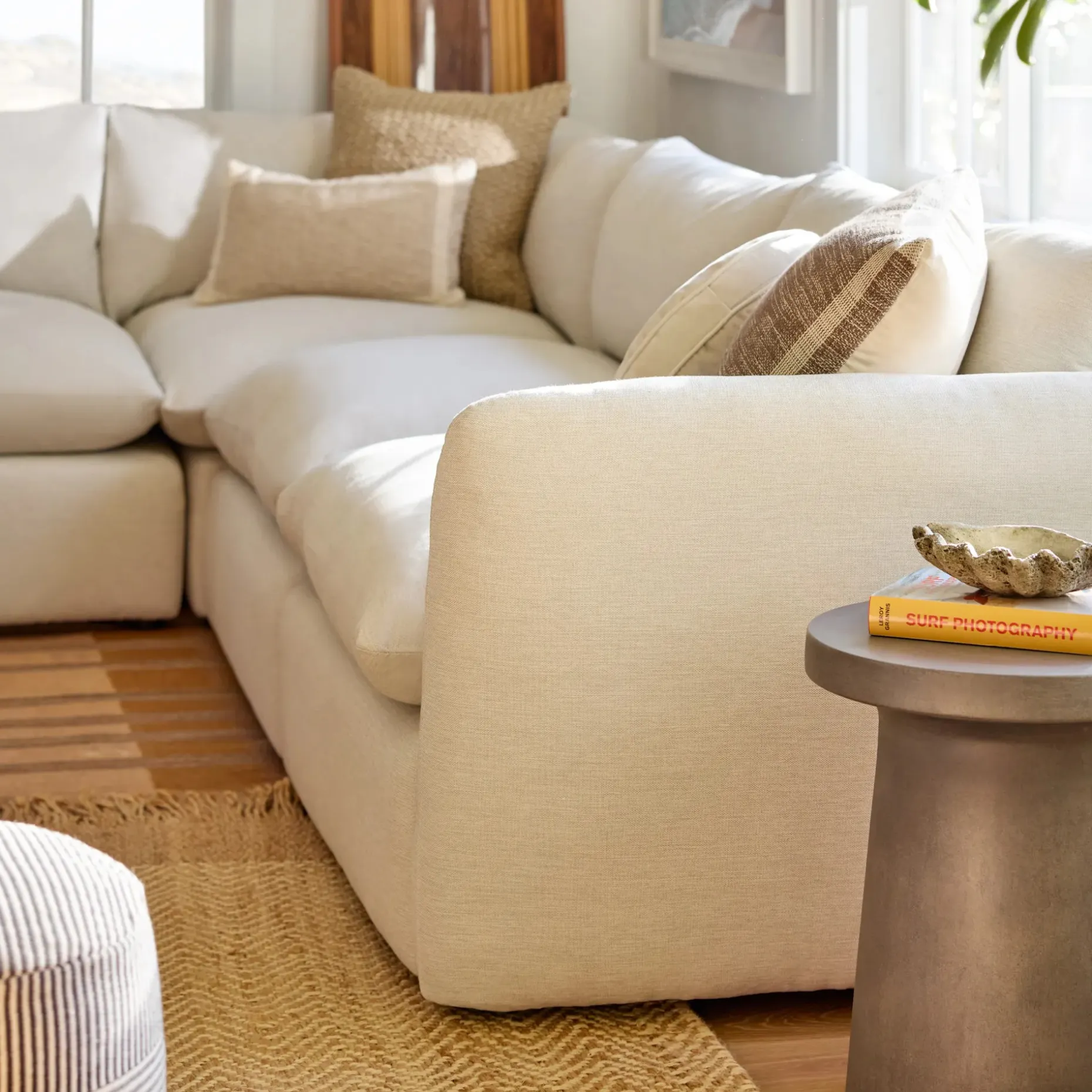Leigh 126" Modular Corner Sectional - Silver Ivory