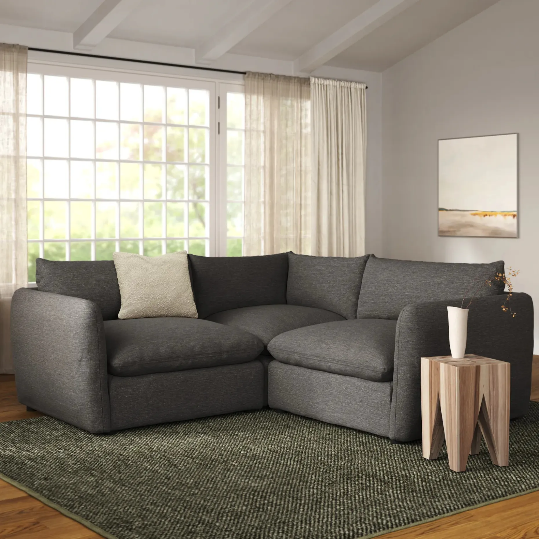 Leigh 87" Modular Corner Sectional - Silver Gray