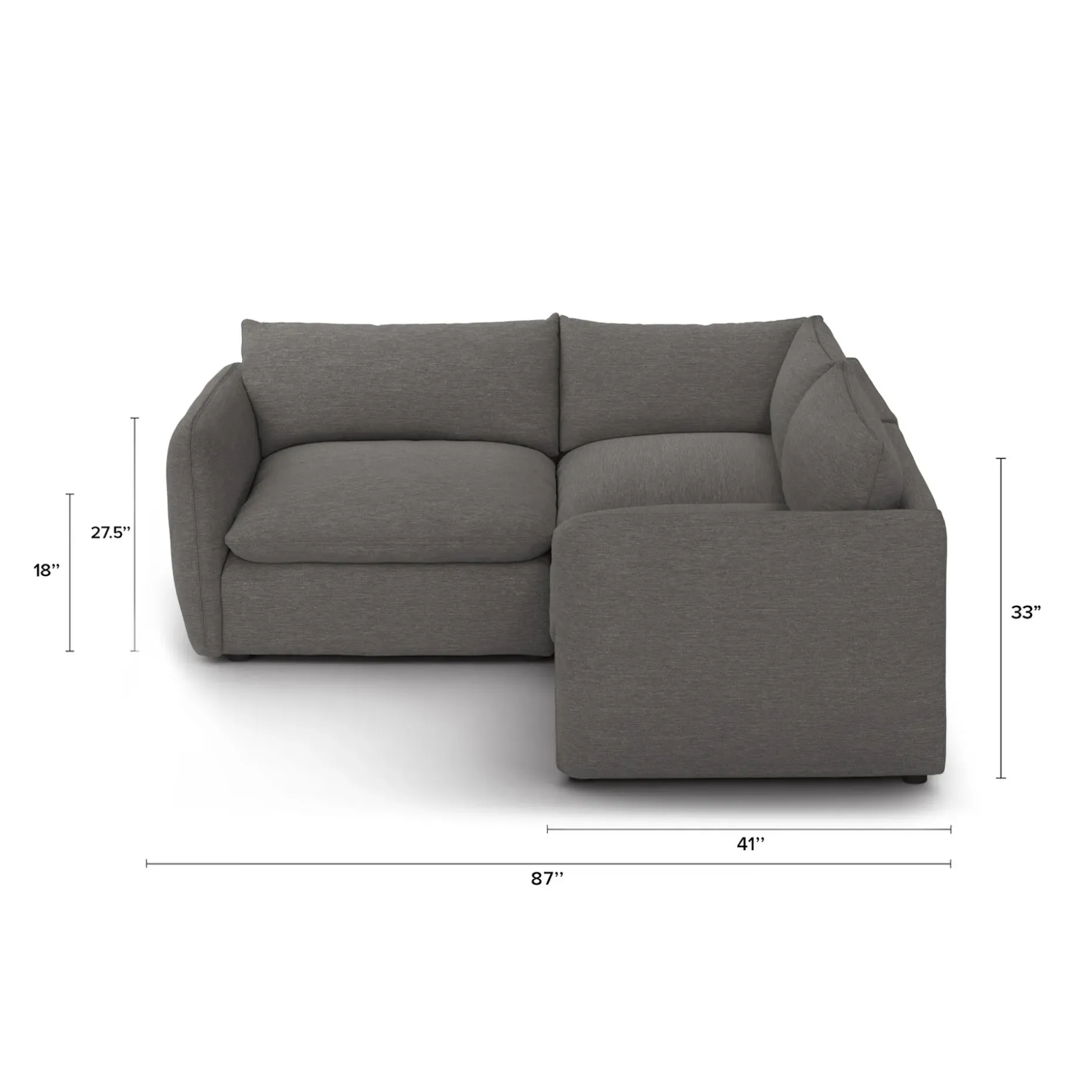 Leigh 87" Modular Corner Sectional - Silver Gray