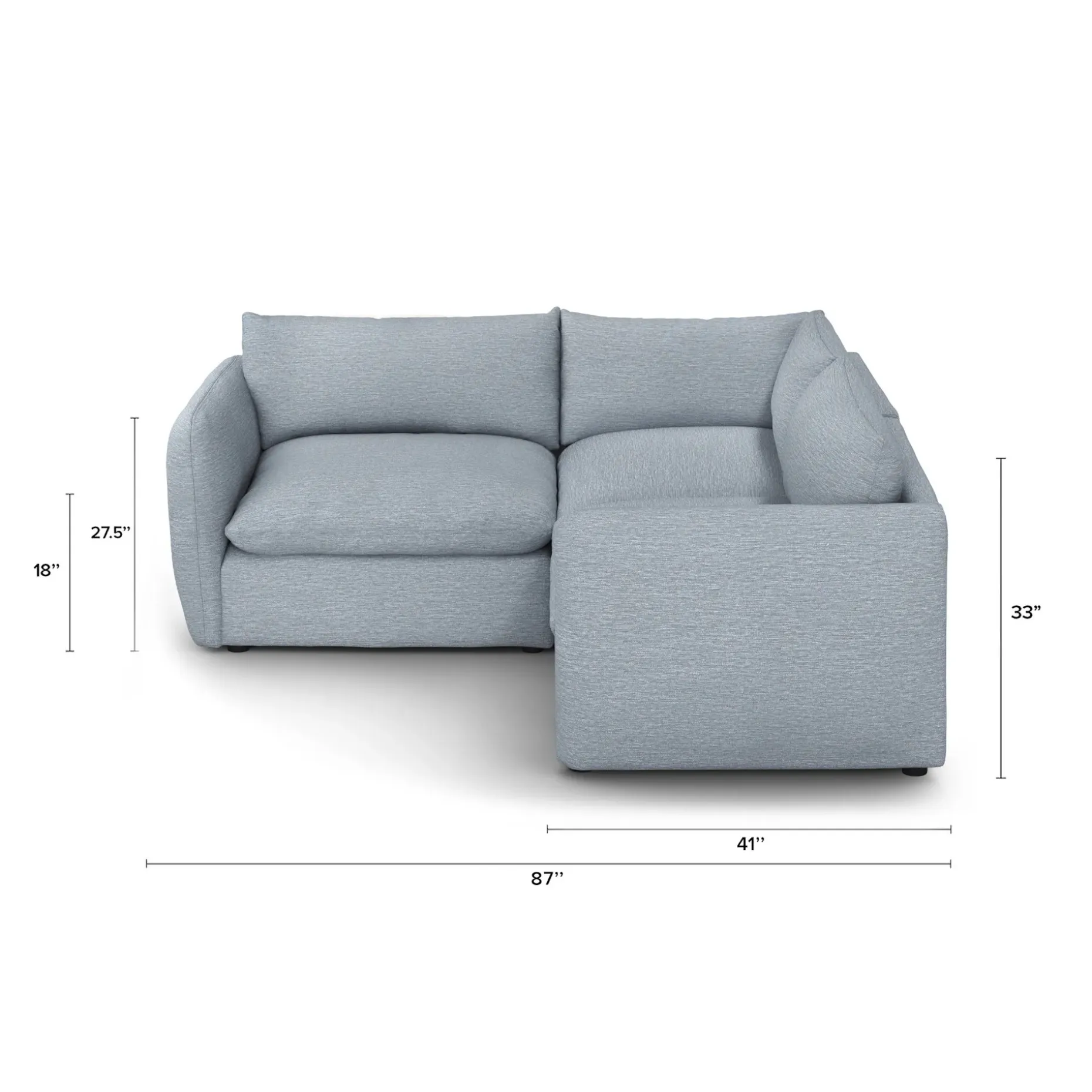 Leigh 87" Modular Corner Sectional - Silver Light Blue