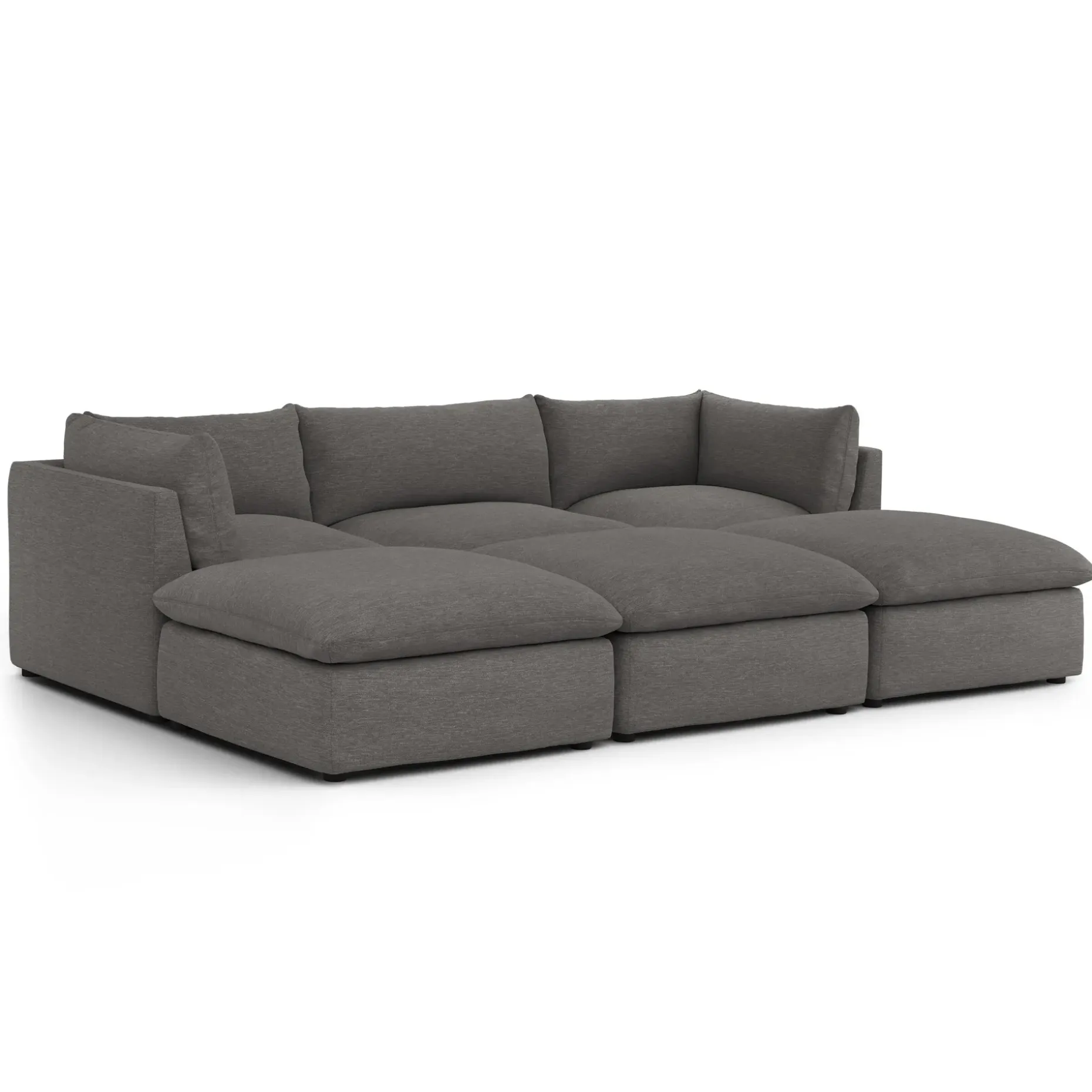Leigh 121.5" Modular Open Pit Sectional - Silver Gray