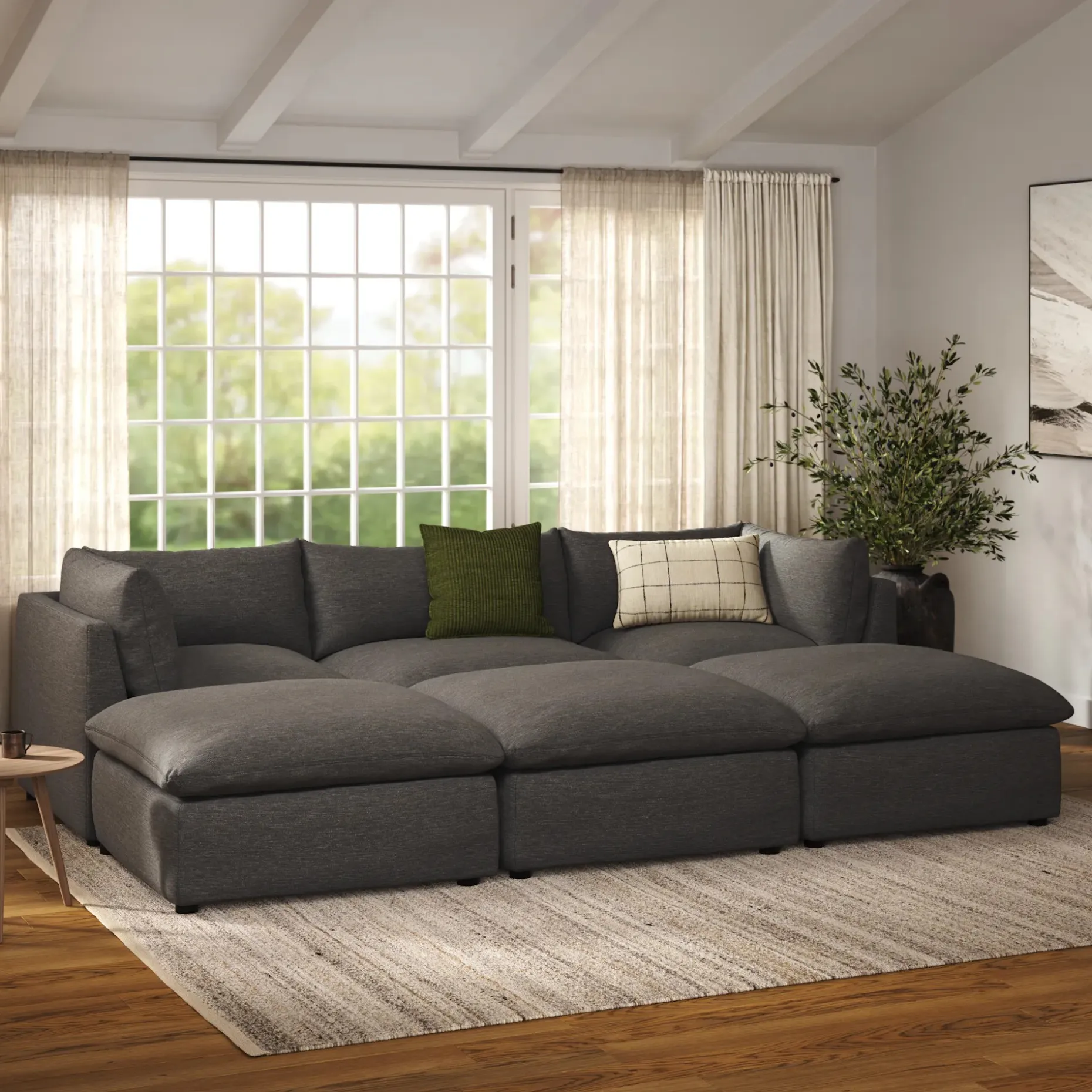 Leigh 121.5" Modular Open Pit Sectional - Silver Gray
