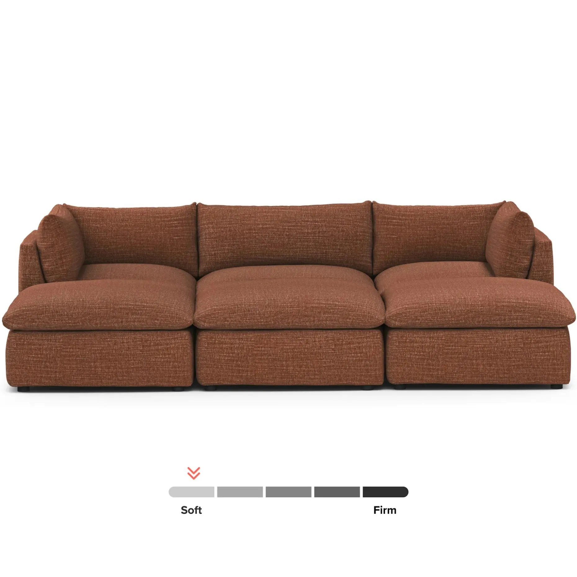 Leigh 121.5" Modular Open Pit Sectional - Napa Rust
