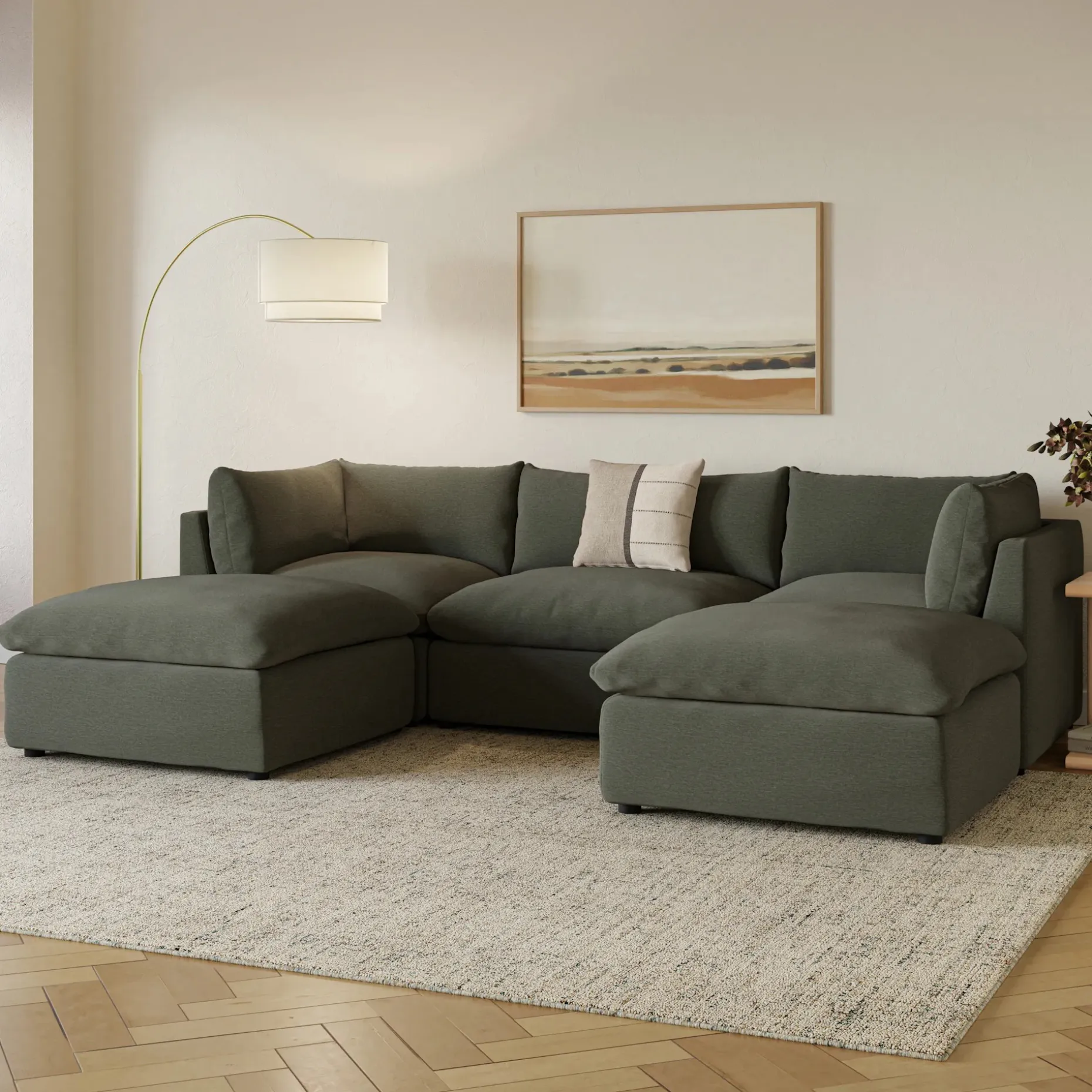 Leigh 121.5" Modular 3-Seater U-Shaped Sectional - Silver Moss