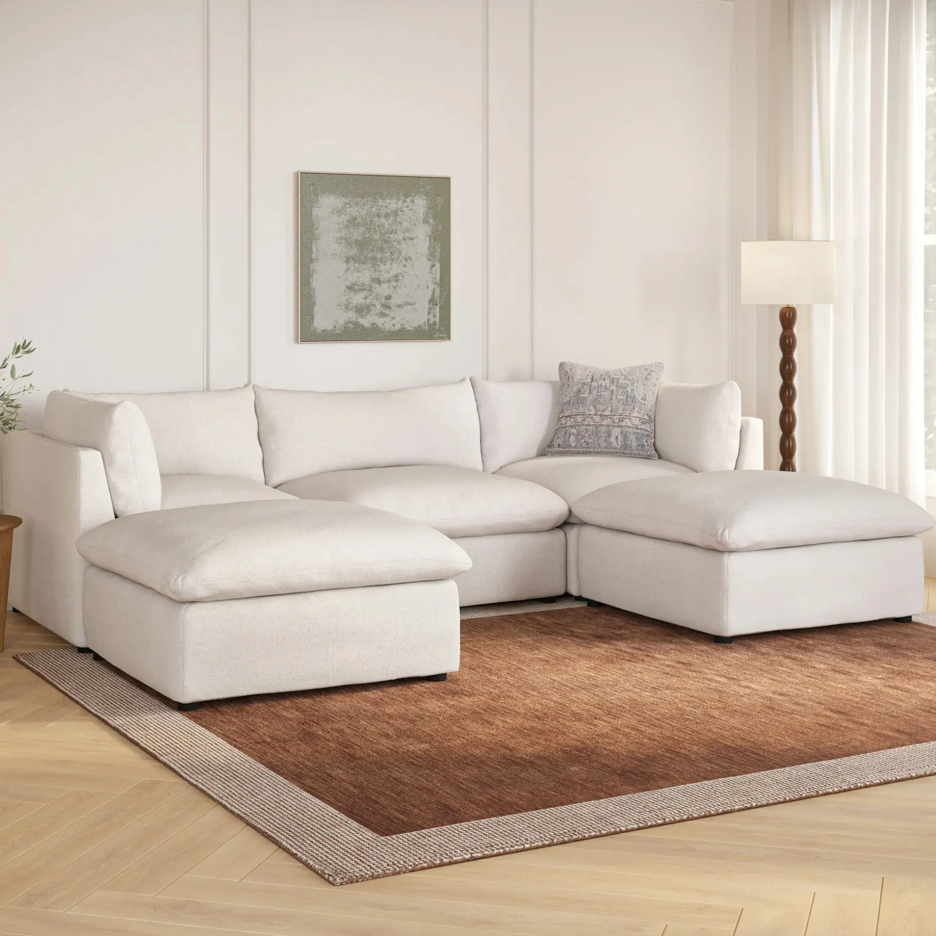 Leigh 121.5" Modular 3-Seater U-Shaped Sectional - Napa White
