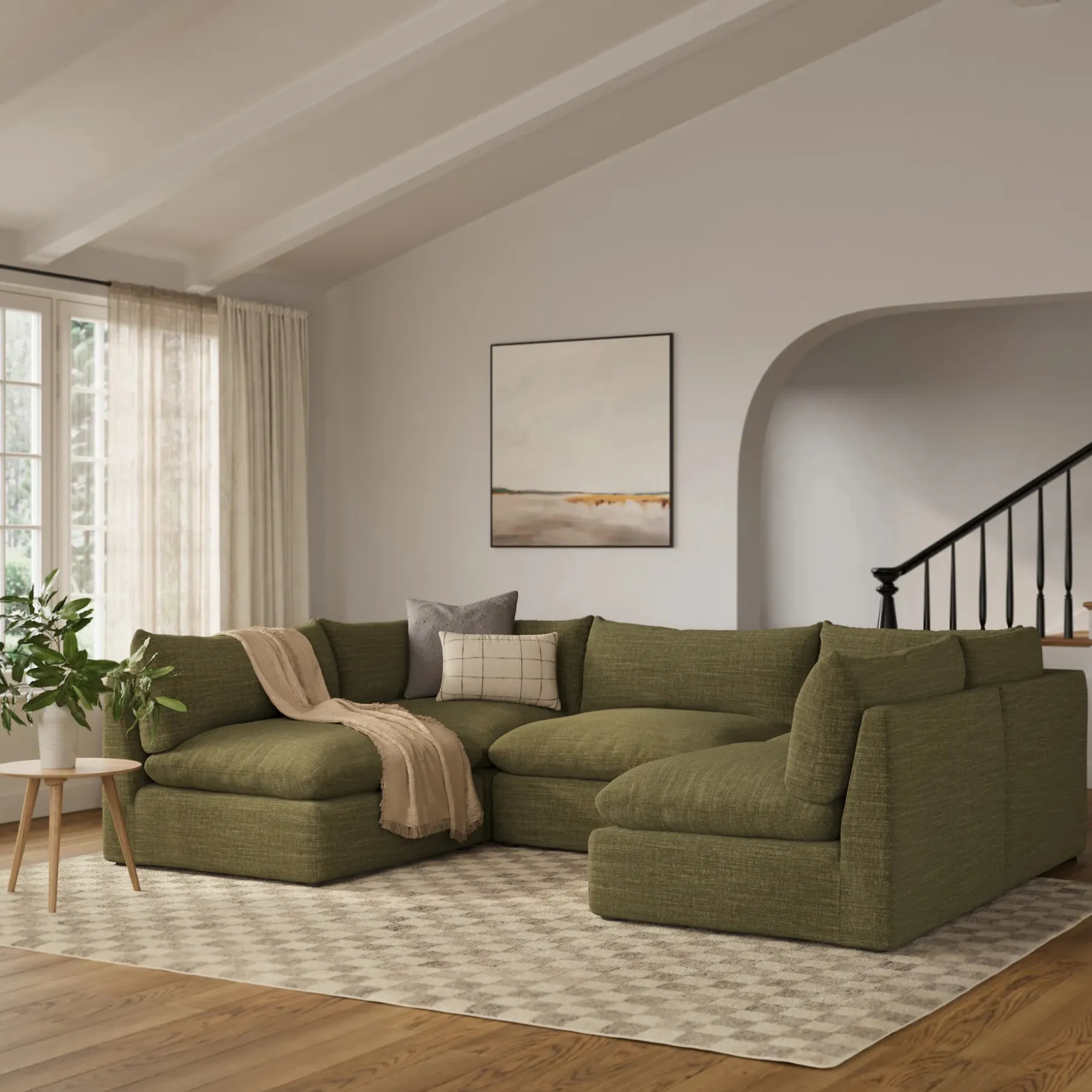 Leigh 121.5" Modular 5-Seater U-Shaped Sectional - Napa Moss