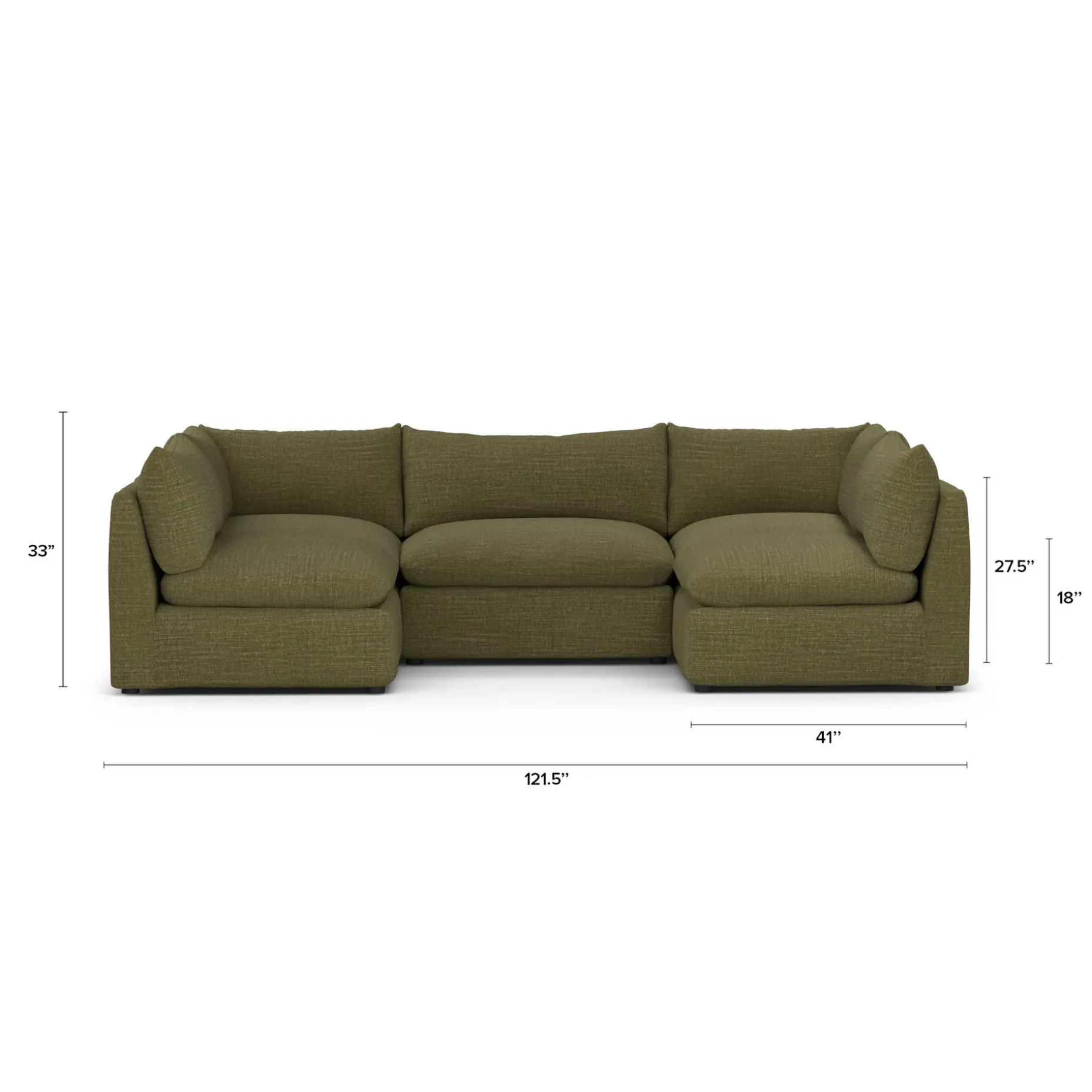 Leigh 121.5" Modular 5-Seater U-Shaped Sectional - Napa Moss