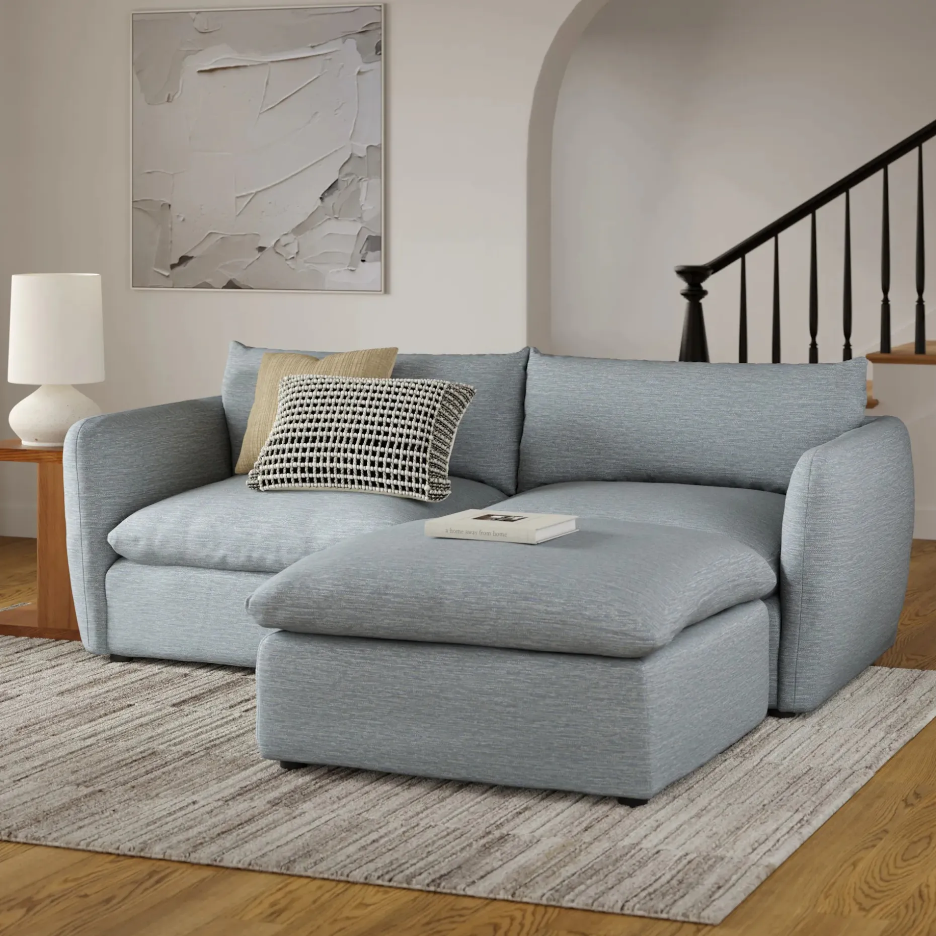 Leigh 92" Modular Sectional - Silver Light Blue