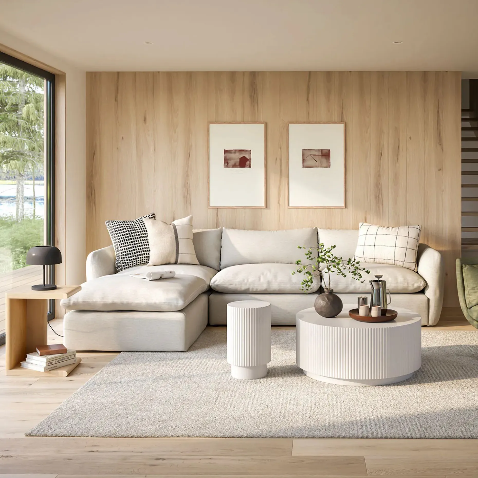 Leigh 131.5" Modular Sectional - Silver Ivory