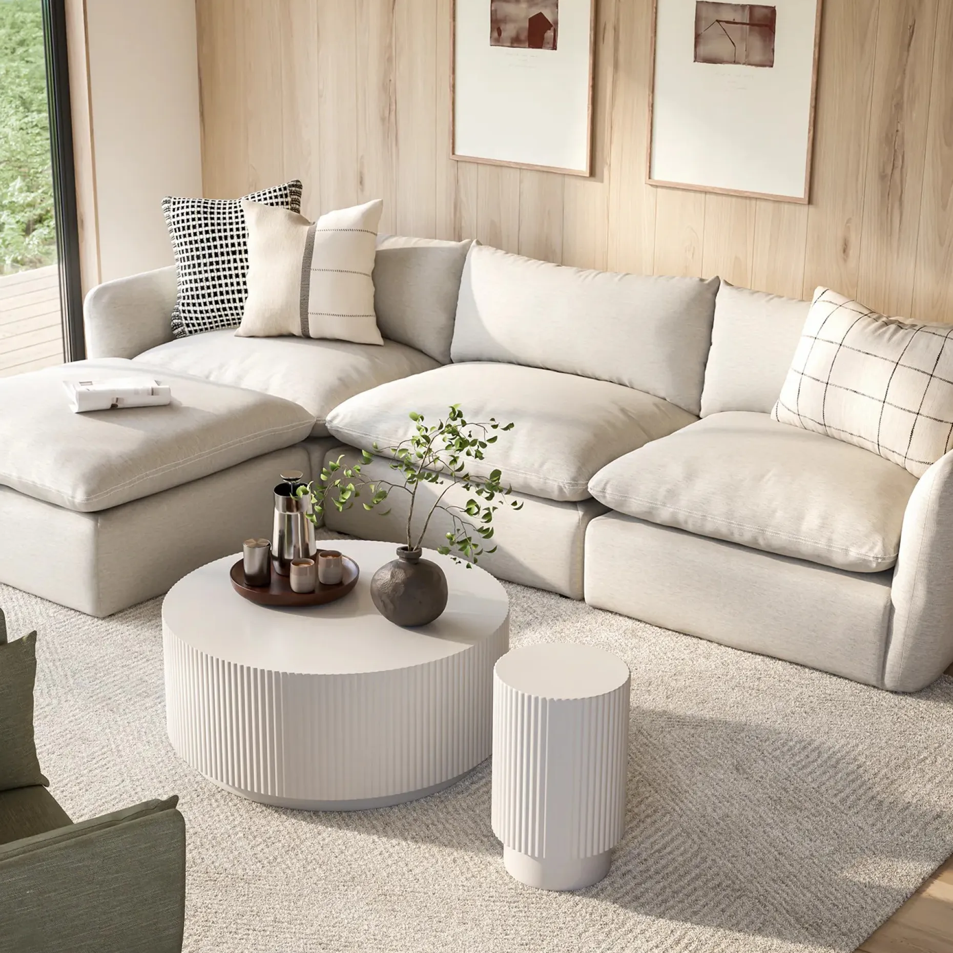 Leigh 131.5" Modular Sectional - Silver Ivory