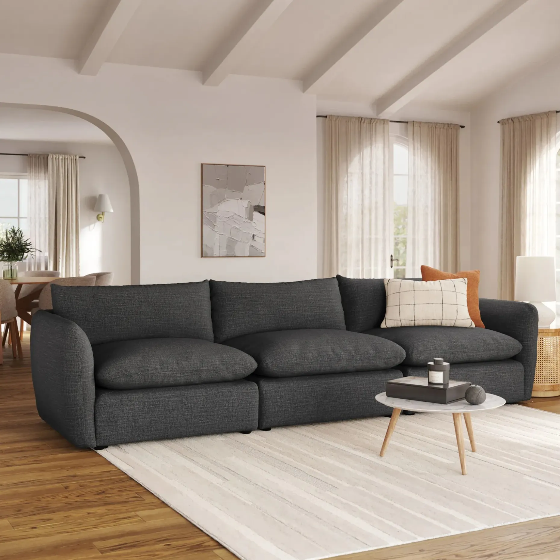 Leigh 131.5" Modular Sofa - Napa Charcoal