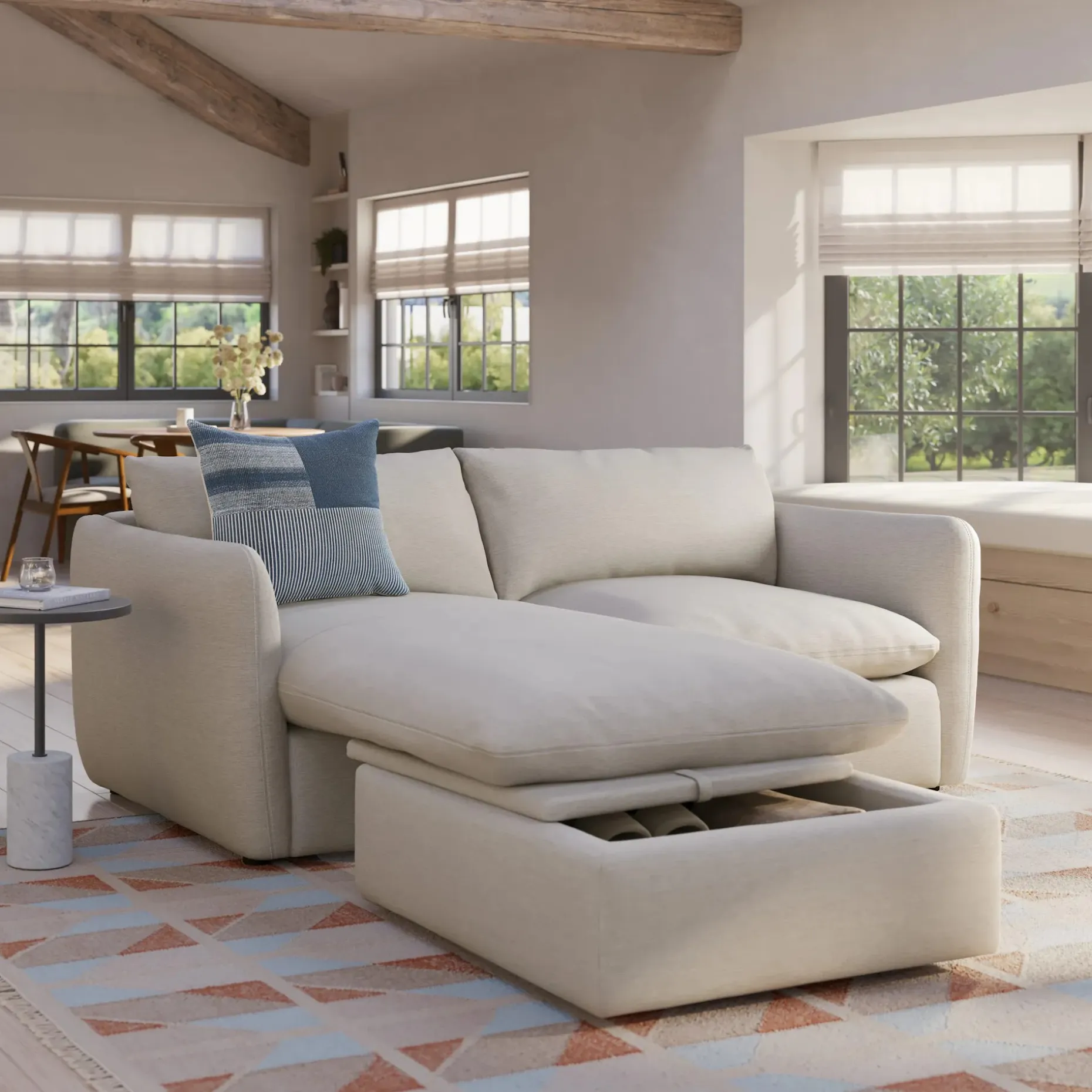 Leigh 86" Reversible Storage Sectional - Silver Ivory