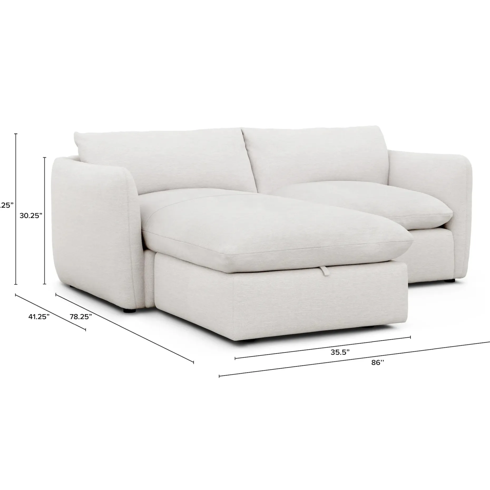 Leigh 86" Reversible Storage Sectional - Silver Ivory