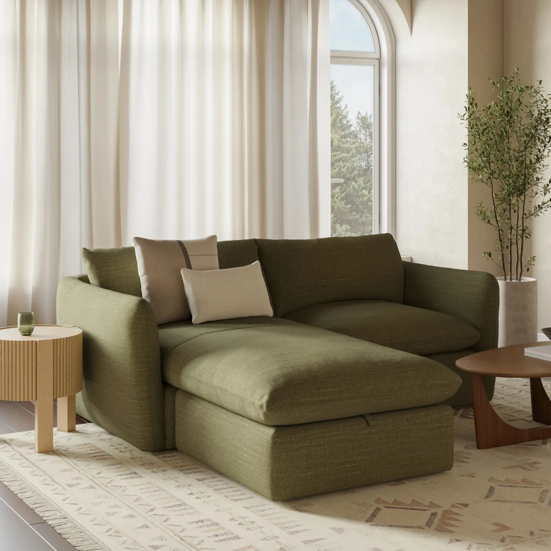 Leigh 86" Reversible Storage Sectional - Napa Moss