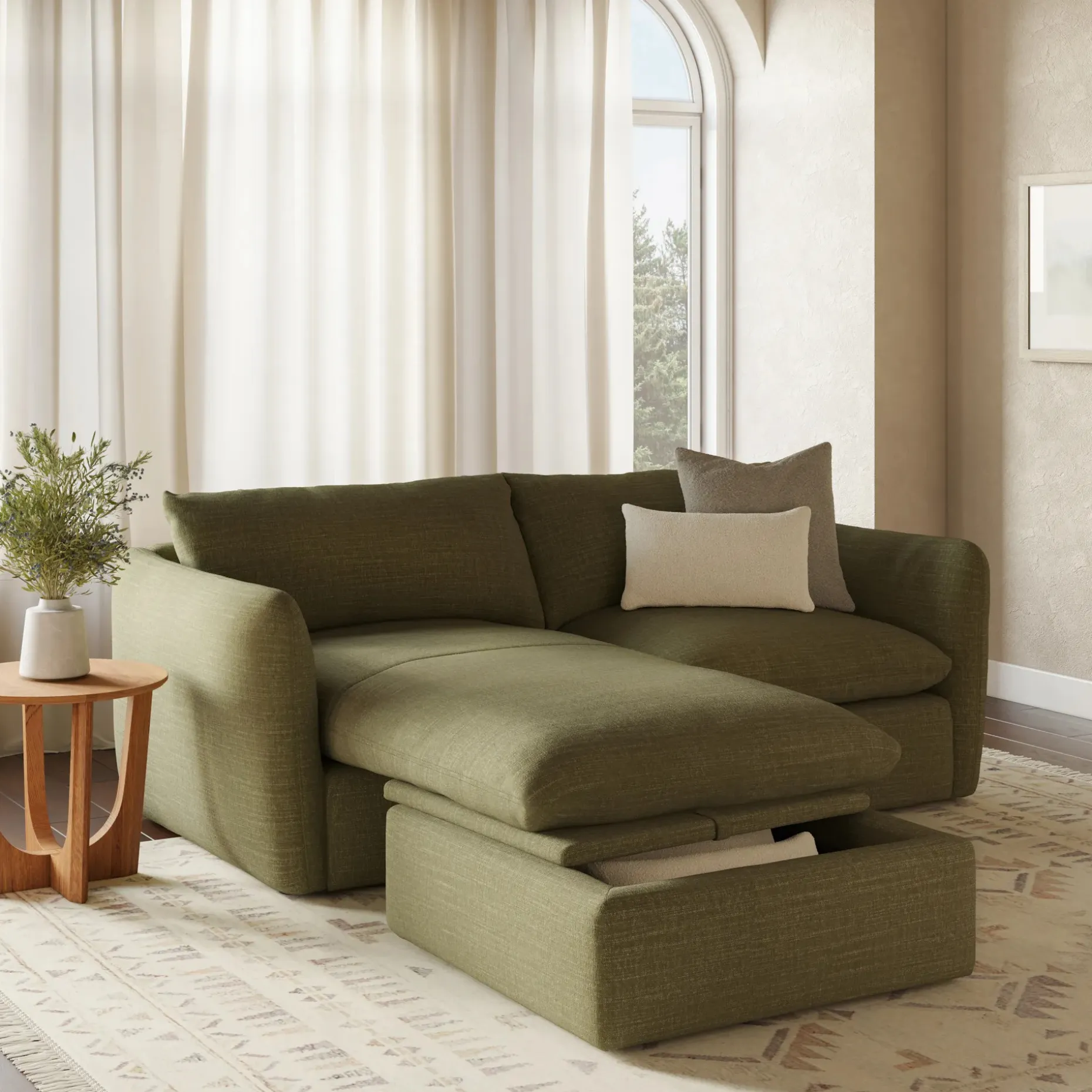 Leigh 86" Reversible Storage Sectional - Napa Moss