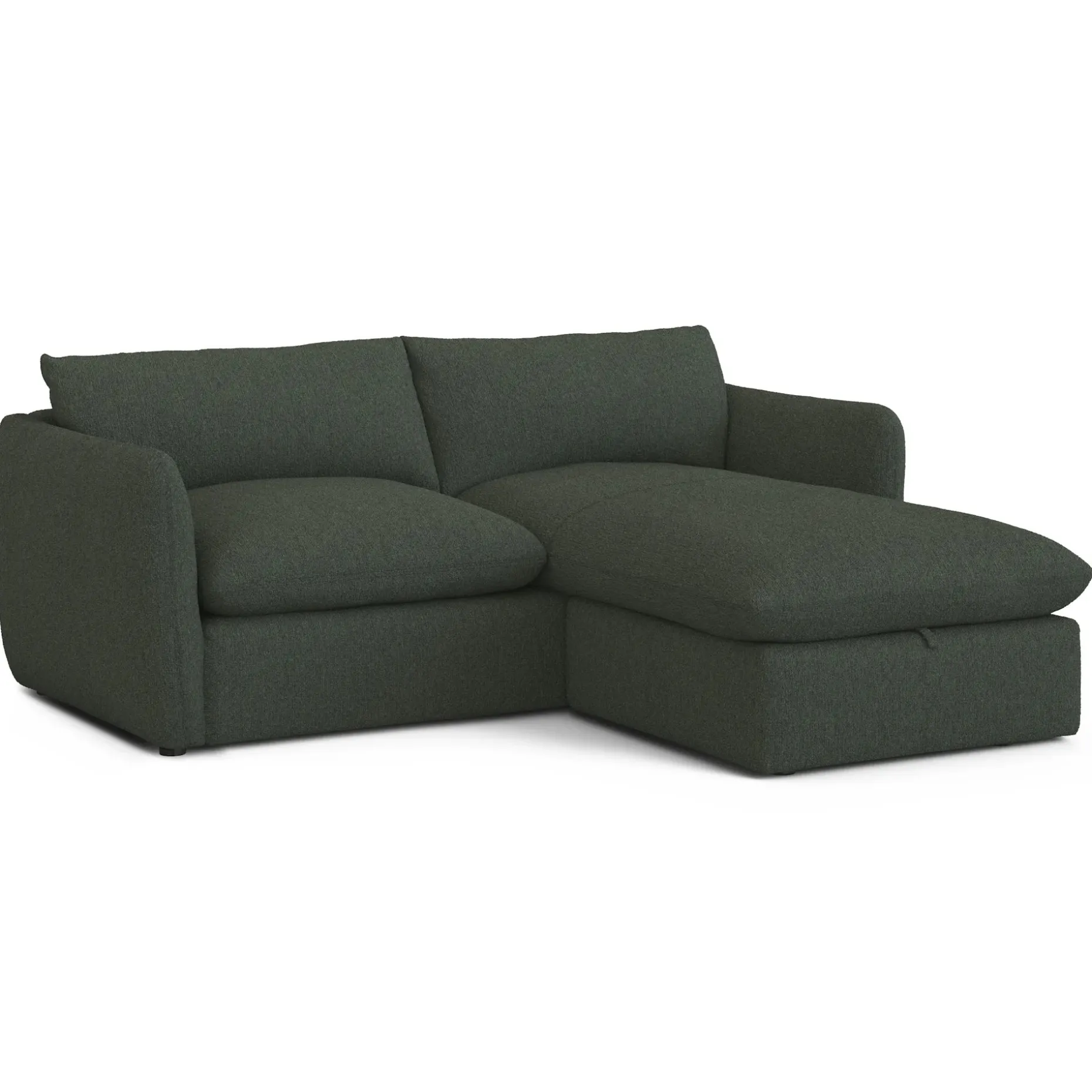 Leigh 86" Reversible Storage Sectional - Green Wool Bouclé