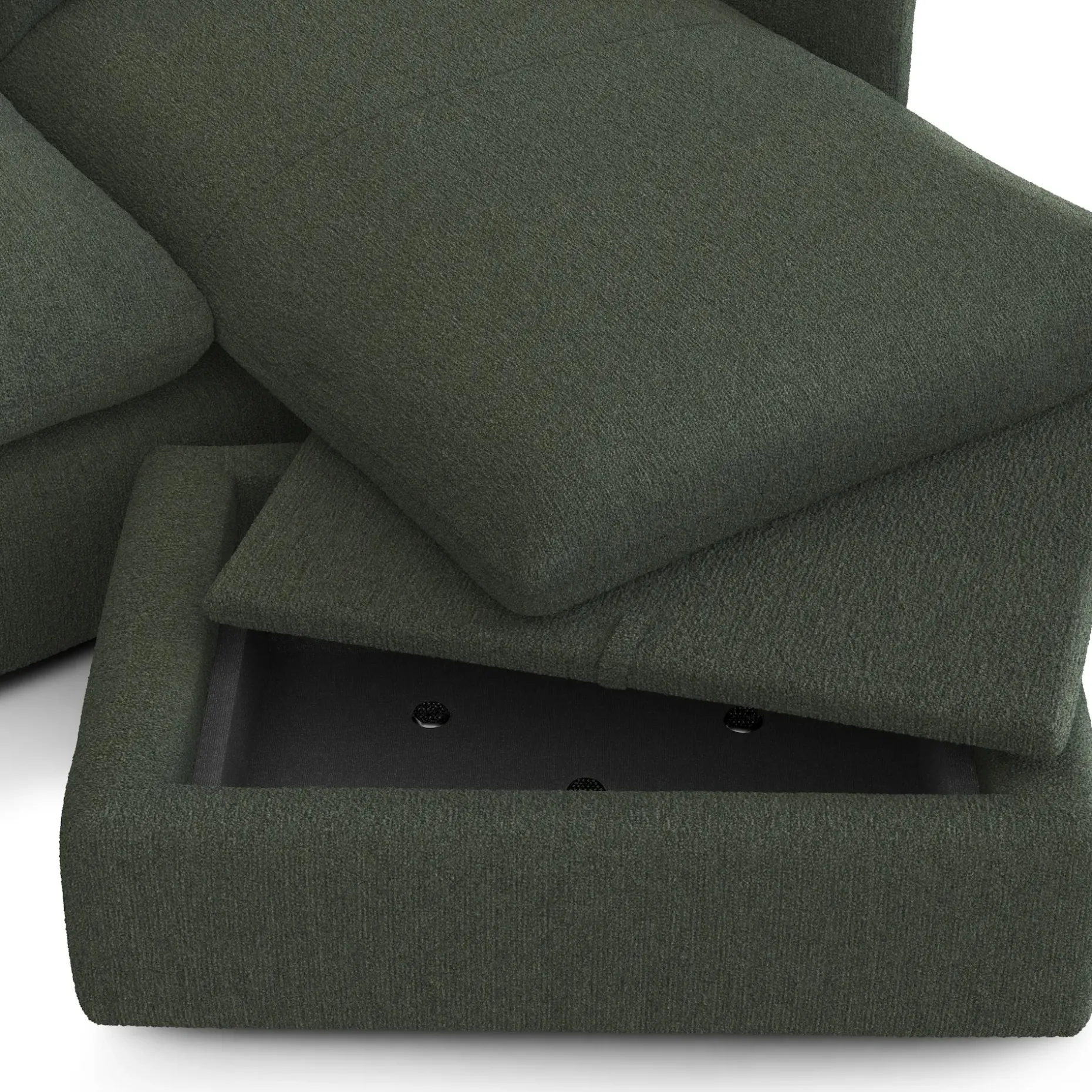Leigh 86" Reversible Storage Sectional - Green Wool Bouclé