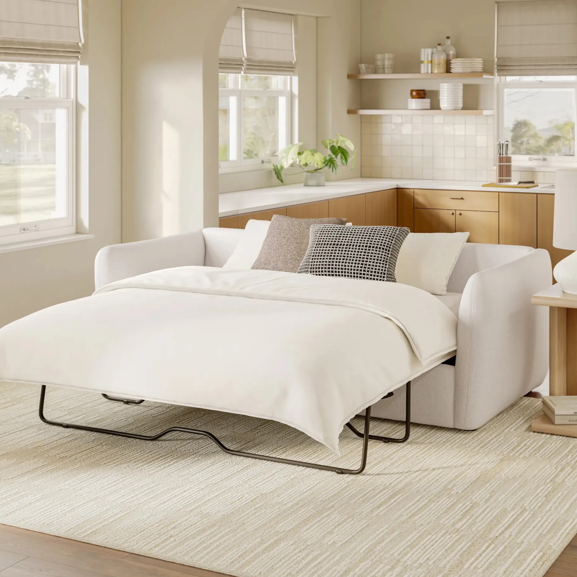 Leigh 86" Reversible Storage Sleeper Sectional - Napa White