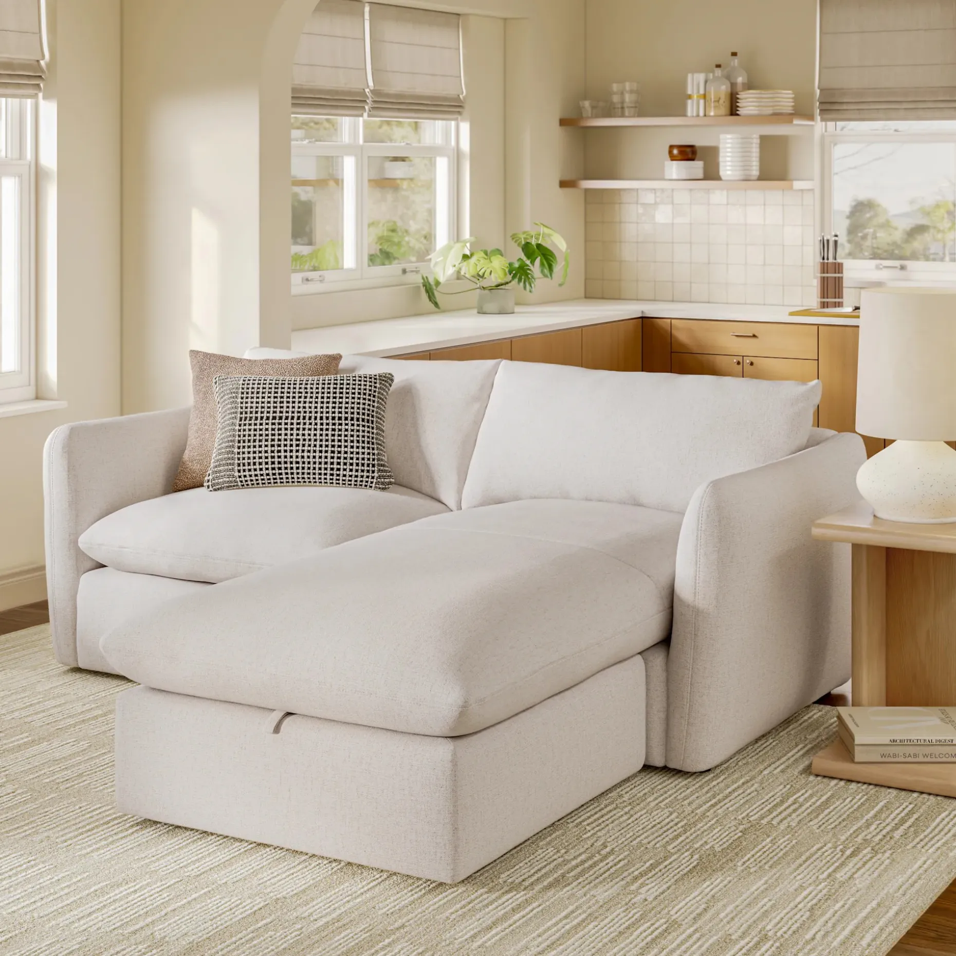 Leigh 86" Reversible Storage Sleeper Sectional - Napa White