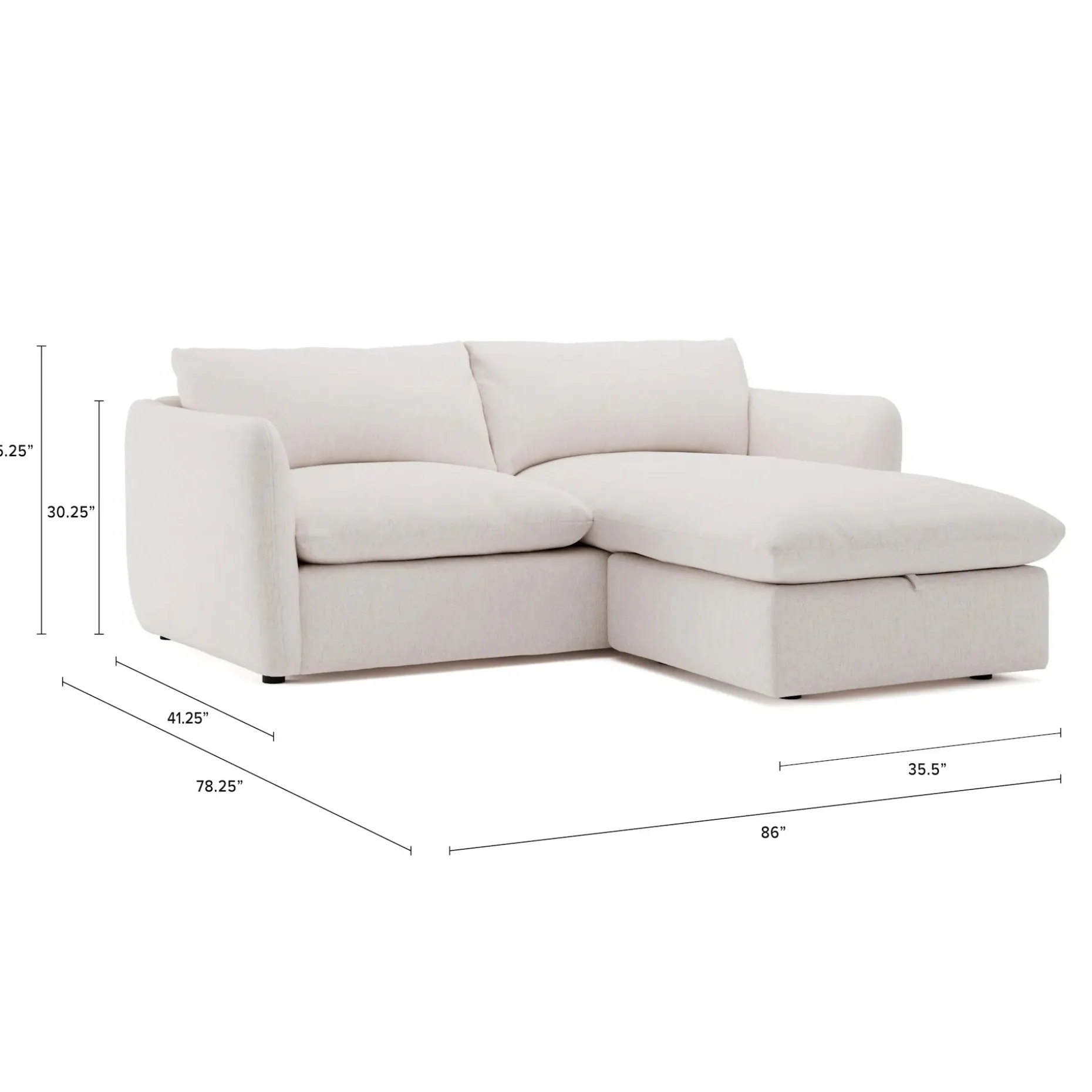Leigh 86" Reversible Storage Sleeper Sectional - Napa White