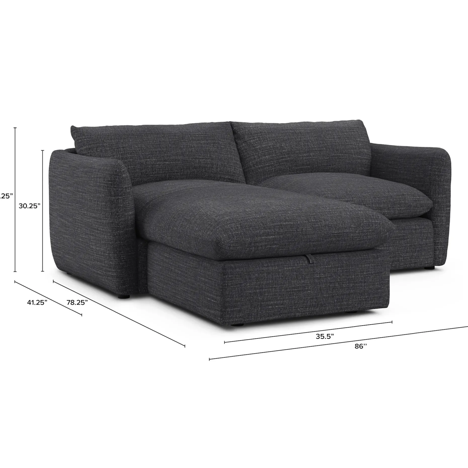 Leigh 86" Reversible Storage Sleeper Sectional - Napa Charcoal
