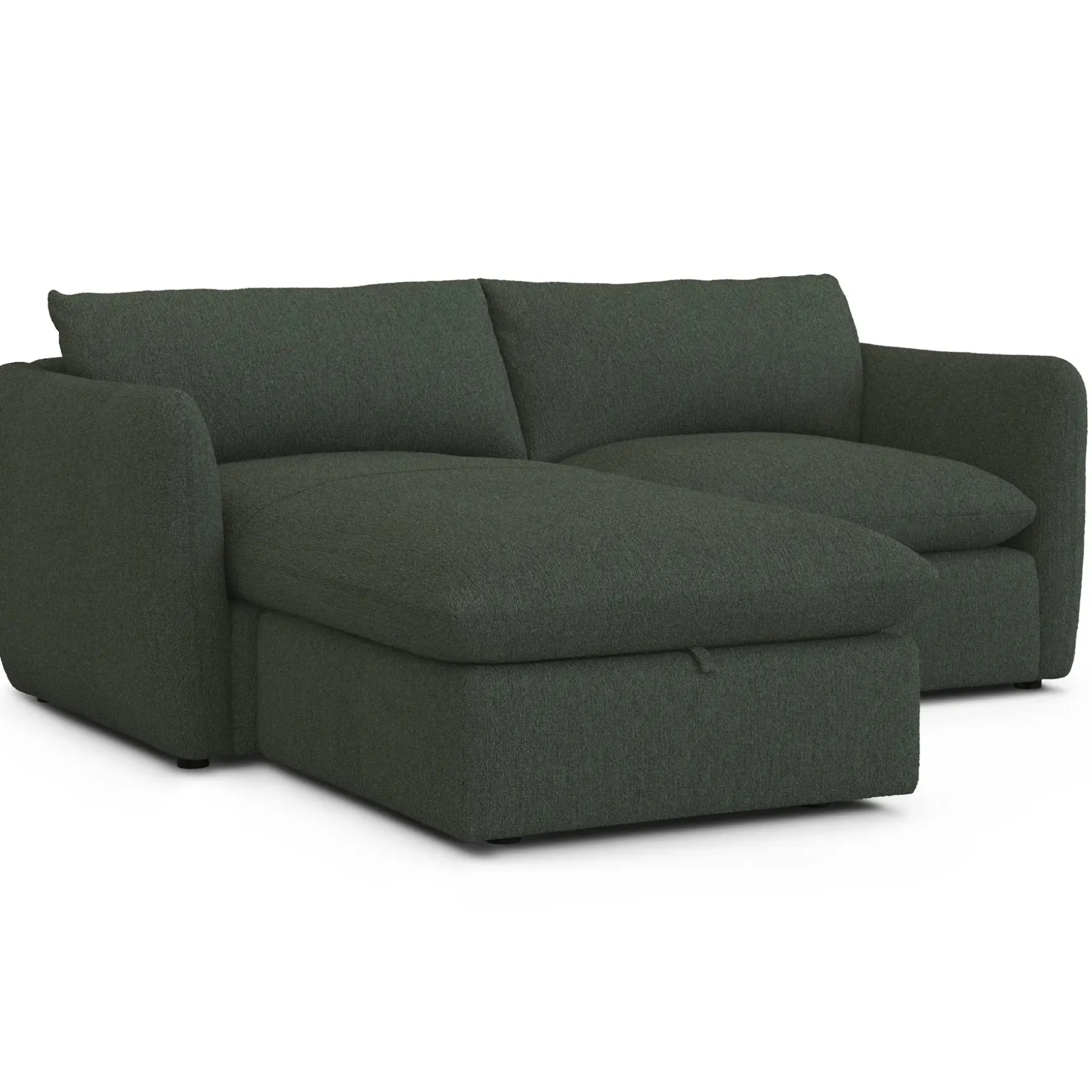 Leigh 86" Reversible Storage Sleeper Sectional - Green Wool Bouclé