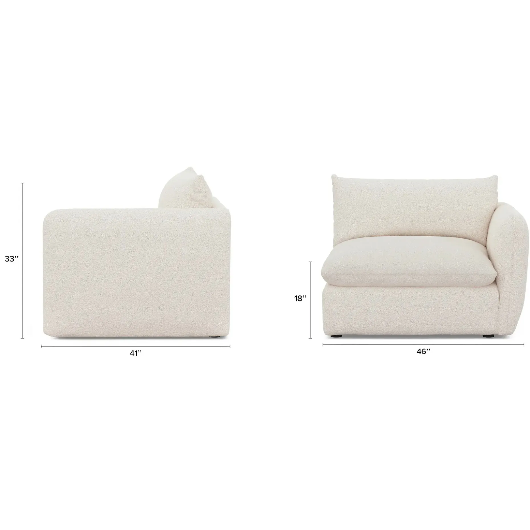 Leigh 46" Right Arm Module - Ivory Wool Bouclé