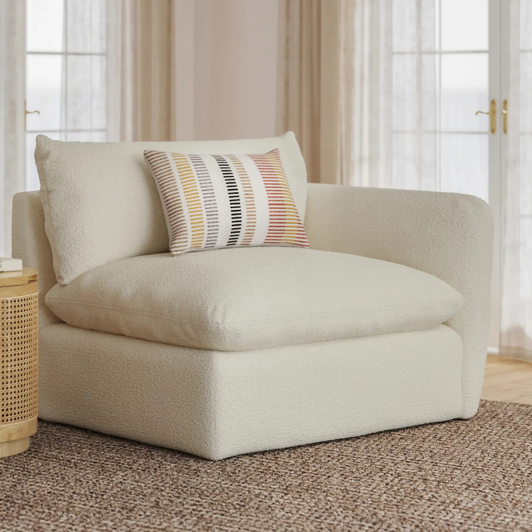 Leigh 46" Right Arm Module - Ivory Wool Bouclé